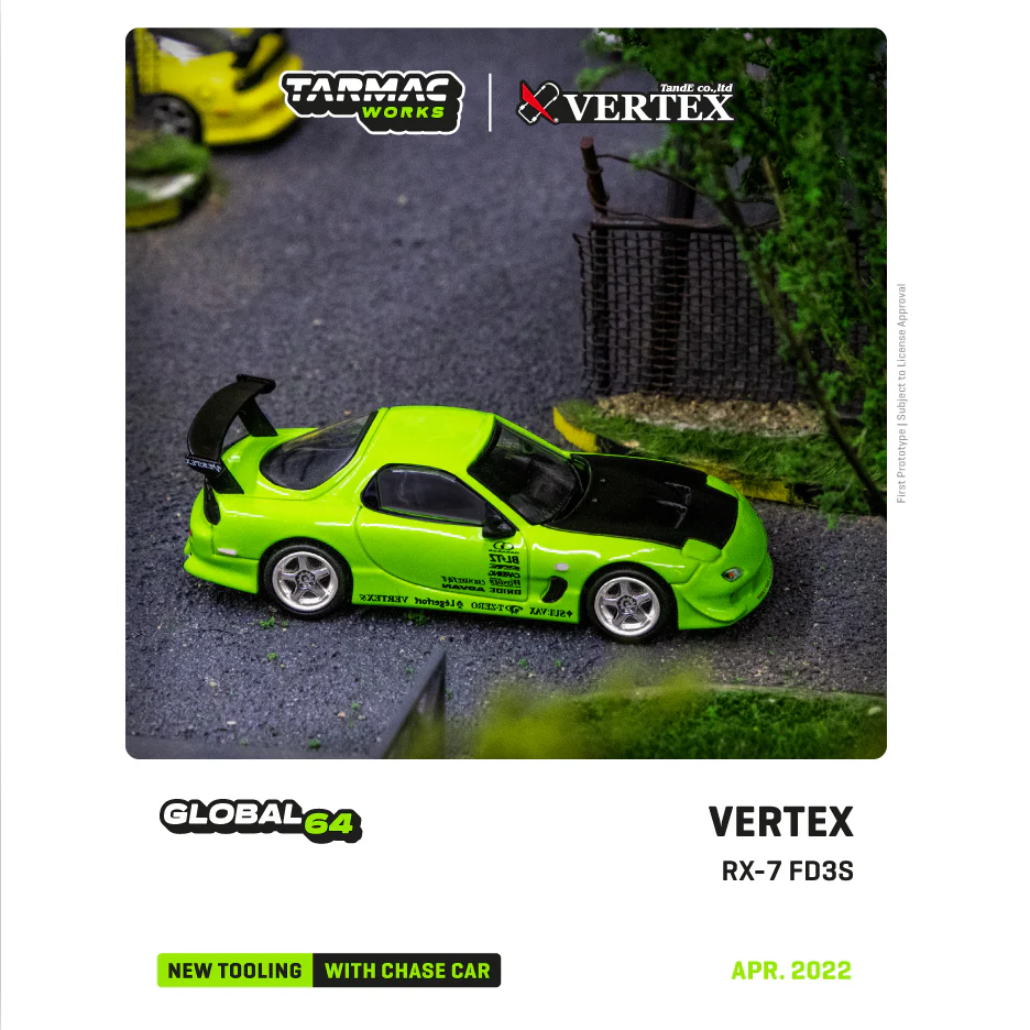 TARMAC WORKS GLOBAL64 1/64 VERTEX RX-7 FD3S Light Green T64G-TL022-LG