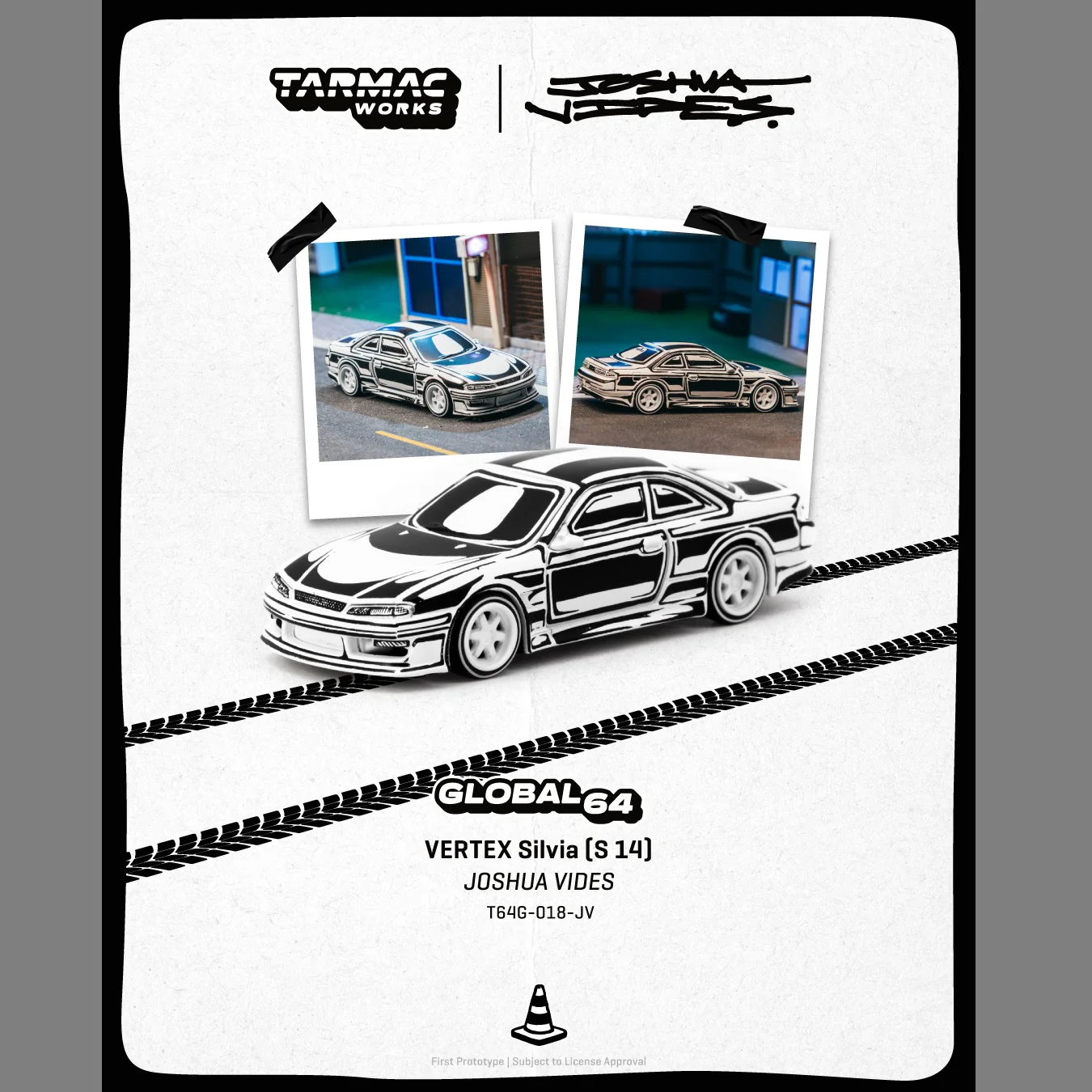 PREORDER TARMAC WORKS GLOBAL64 1/64 VERTEX Silvia (S 14) - Designed by JOSHUA VIDES T64G-018-JV (Approx. Release Date : APR 2026 subject to manufacturer's final decision)