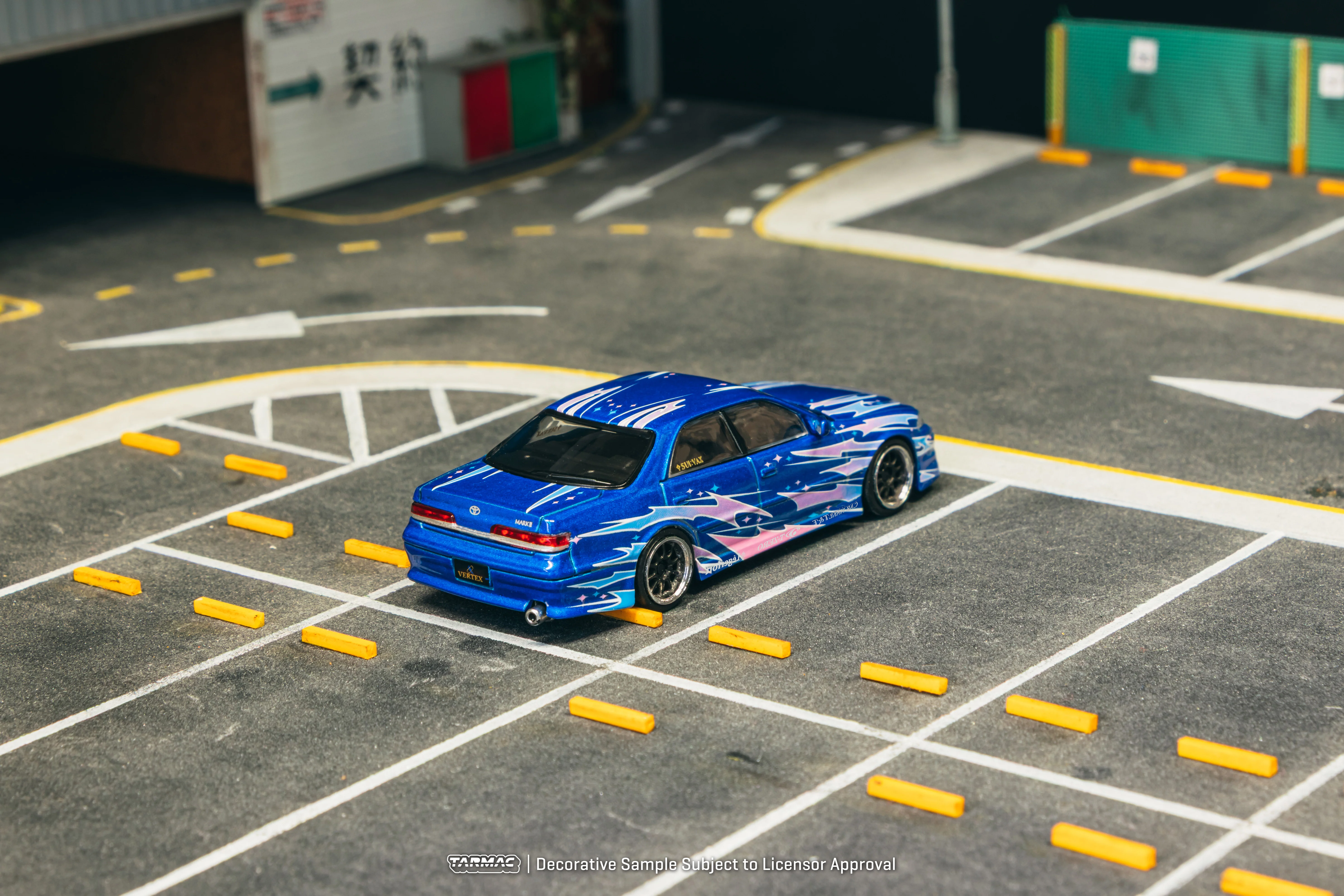 TARMAC WORKS GLOBAL64 1/64 VERTEX Toyota Mark II JZX100 Blue Metallic T64G-024-BL - Image 2