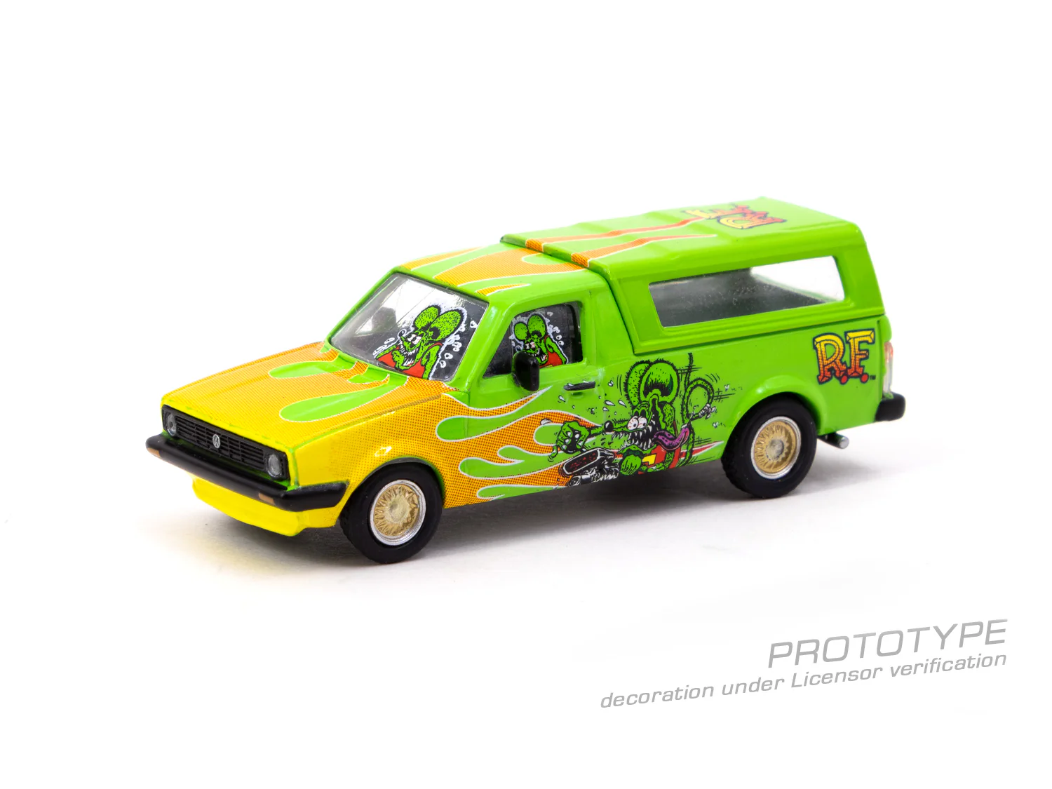 TARMAC WORKS GLOBAL64 1/64 Volkswagen Caddy Rat Fink with removable cover T64S-013-RF1 - Image 3