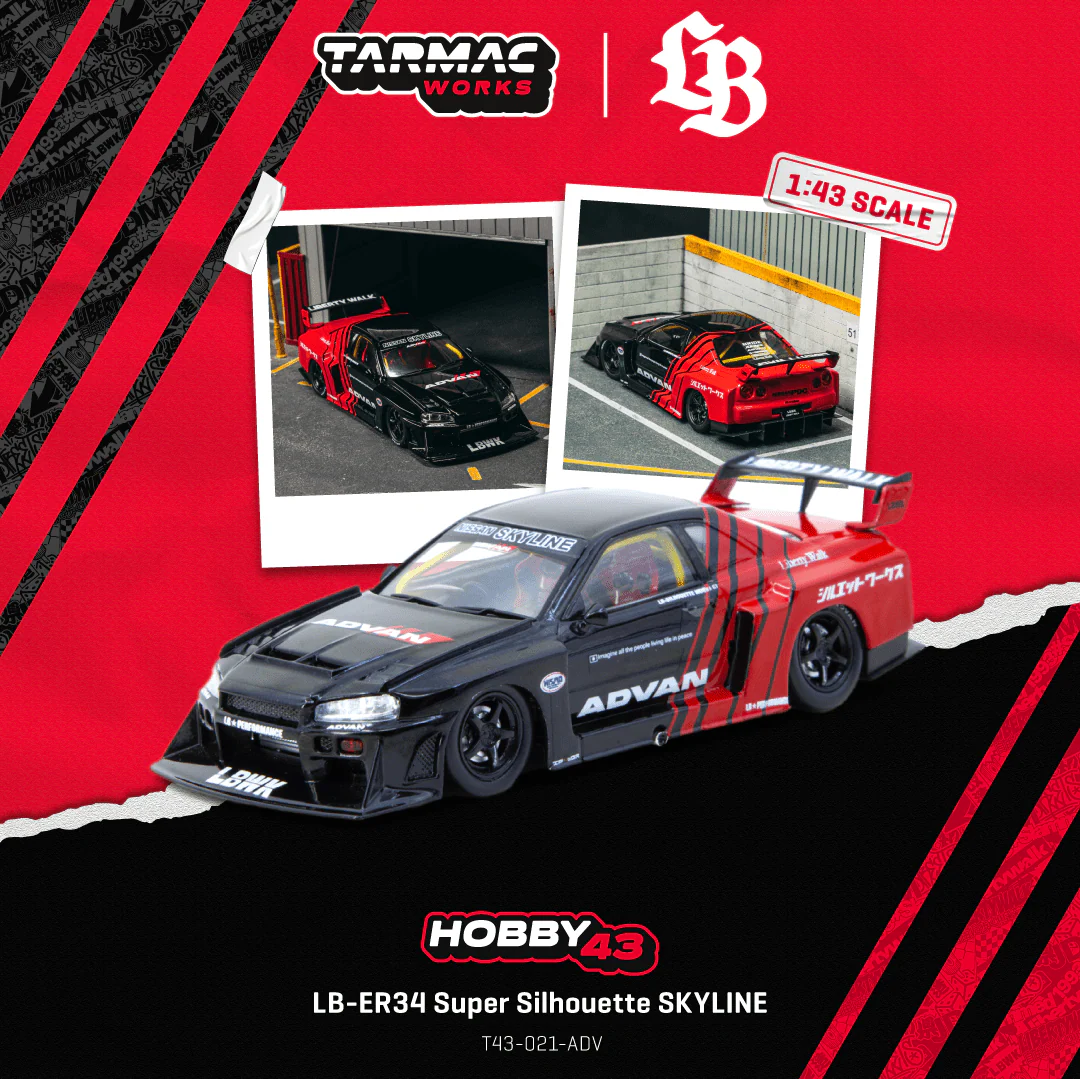 TARMAC WORKS HOBBY43 1/43 LB-ER34 Super Silhouette SKYLINE ADVAN T43-021-ADV