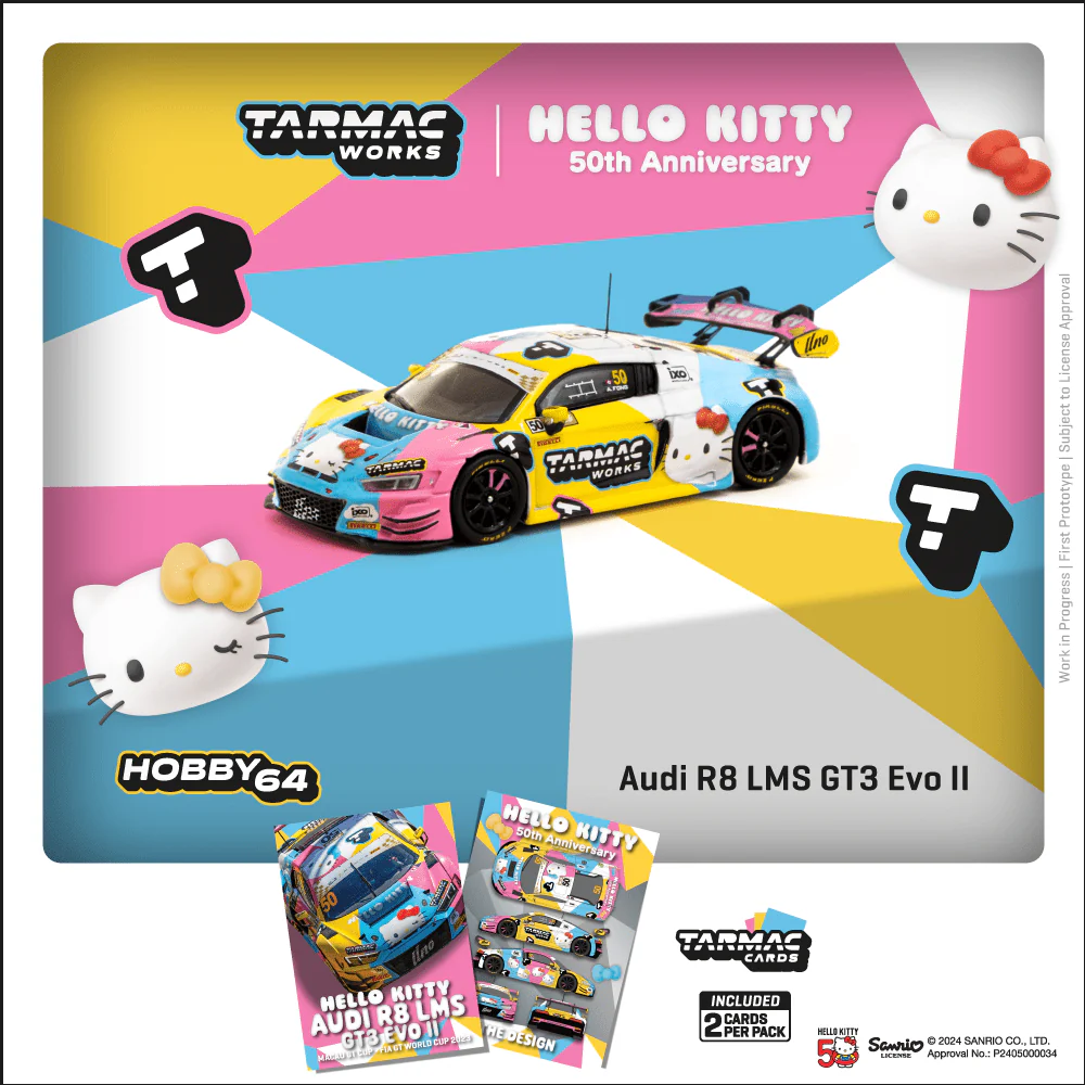 Tarmac Works HOBBY64 1/64 Audi R8 LMS GT3 Evo II Macau GT Cup - FIA GT World Cup 2023 Race Version Model Car + Trading Cards Combo Set T64-043-23MGP50 - Image 5