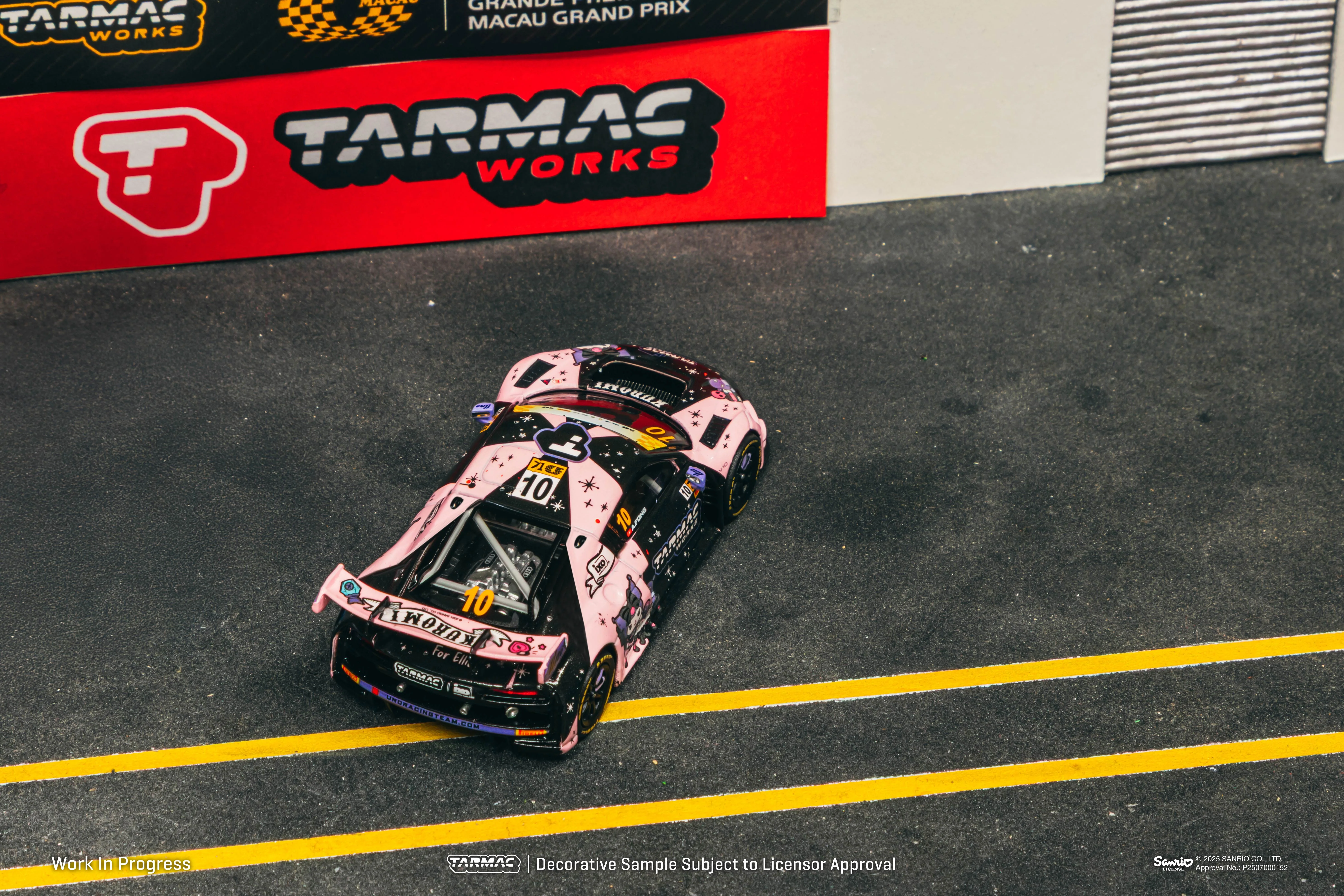 TARMAC WORKS HOBBY64 1/64 Audi R8 LMS GT3 evo II Macau GT Cup - FIA GT World Cup 2024 Uno Racing Adderly Fong Model Car + Trading Cards Combo Set T64-043-24MGP10 - Image 3