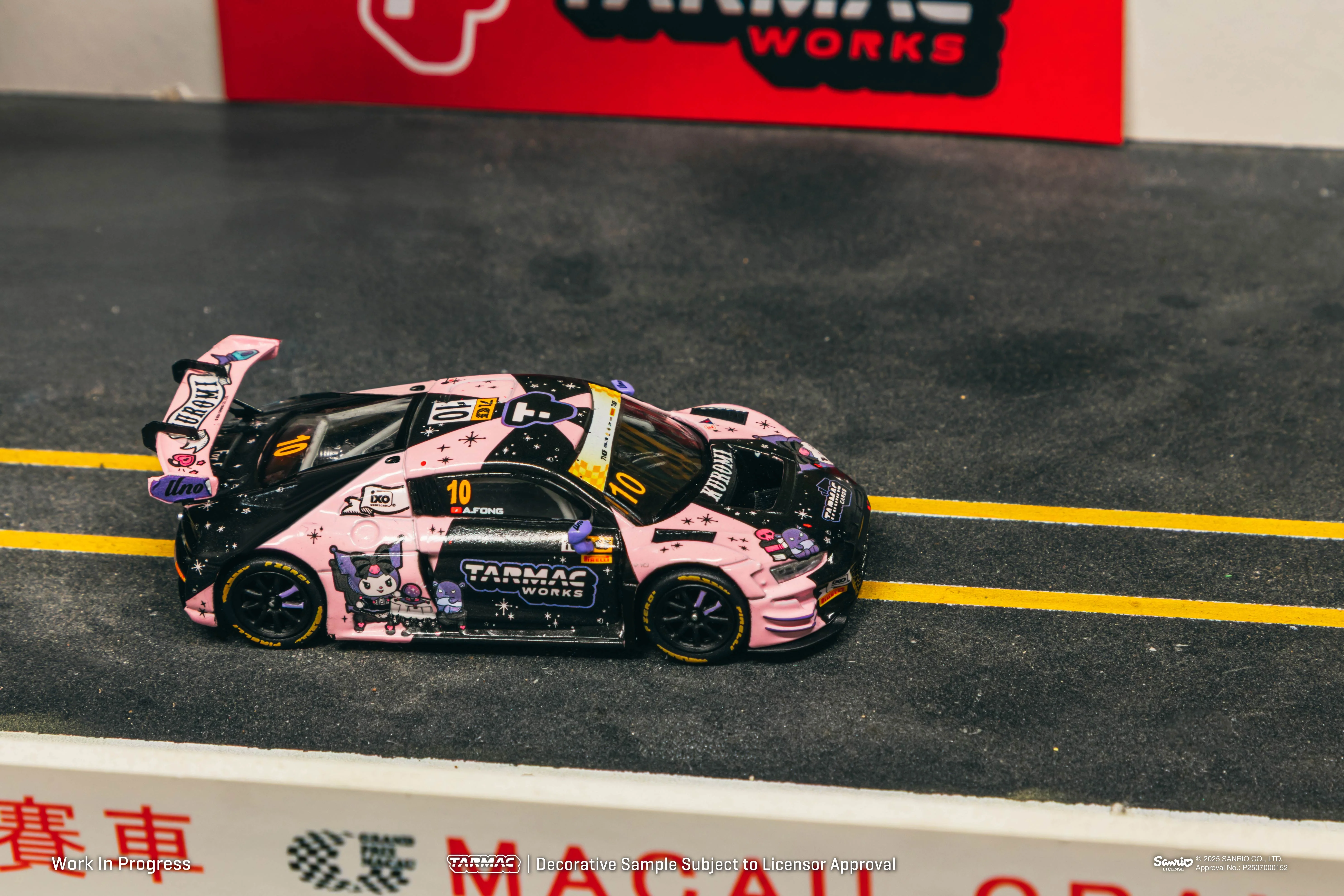TARMAC WORKS HOBBY64 1/64 Audi R8 LMS GT3 evo II Macau GT Cup - FIA GT World Cup 2024 Uno Racing Adderly Fong Model Car + Trading Cards Combo Set T64-043-24MGP10 - Image 4