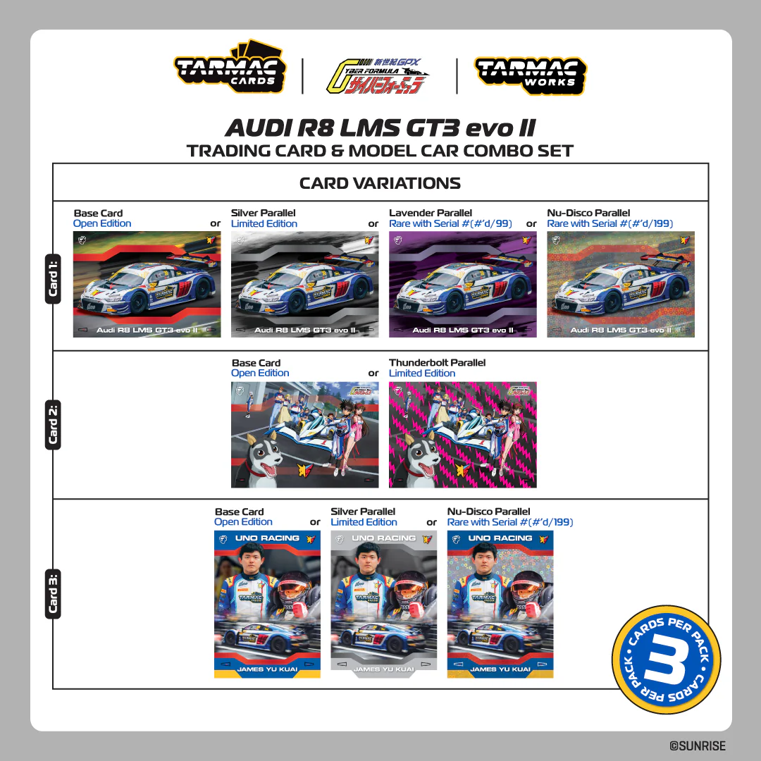 TARMAC WORKS HOBBY64 1/64 Audi R8 LMS GT3 evo II Macau GT Cup - FIA GT World Cup 2024 Uno Racing James Yu Model Car + Trading Cards Combo Set T64-043-24MGP30 - Image 2