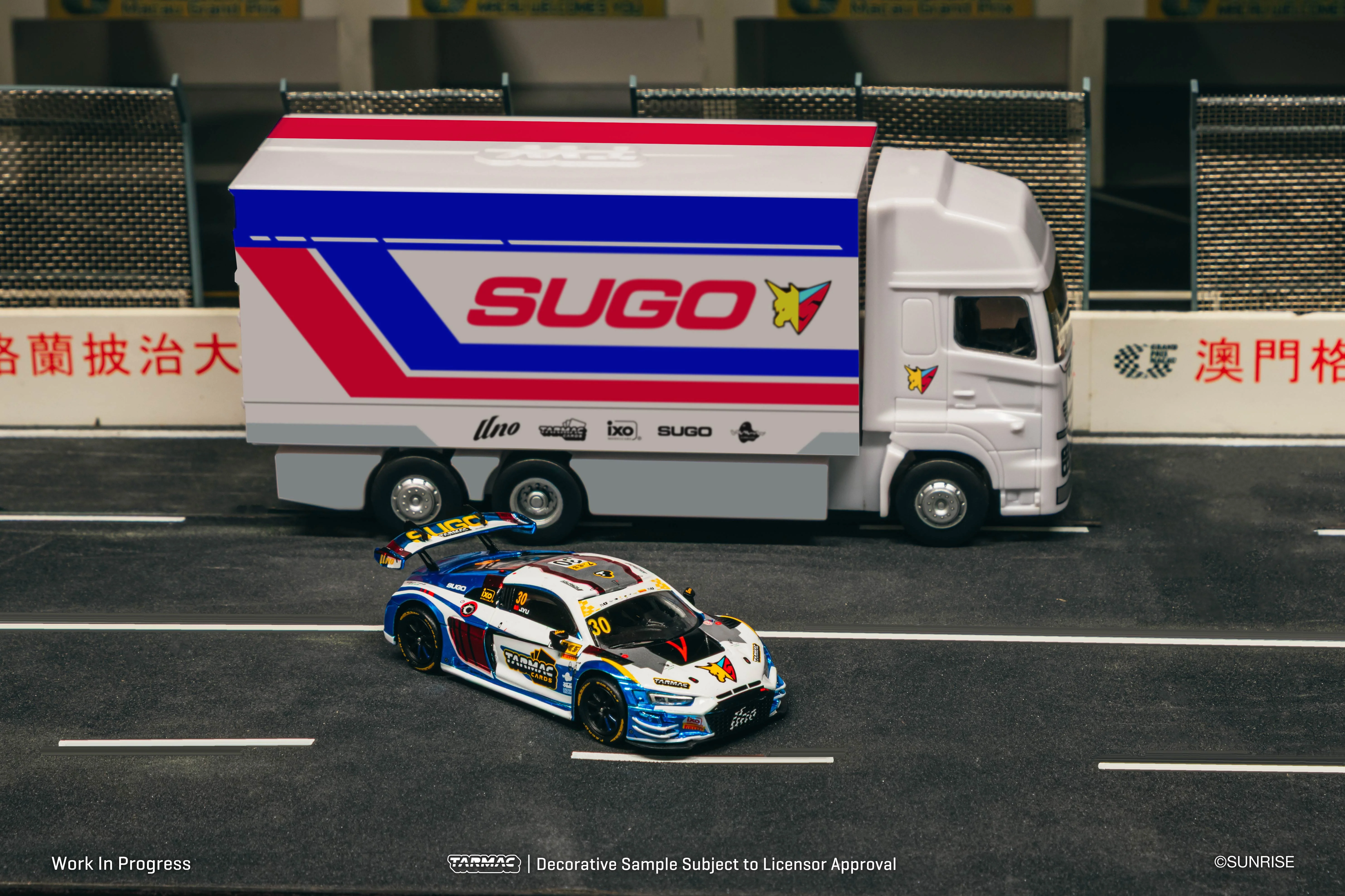 TARMAC WORKS HOBBY64 1/64 Audi R8 LMS GT3 evo II Macau GT Cup - FIA GT World Cup 2024 Uno Racing James Yu Model Car + Trading Cards Combo Set T64-043-24MGP30 - Image 3