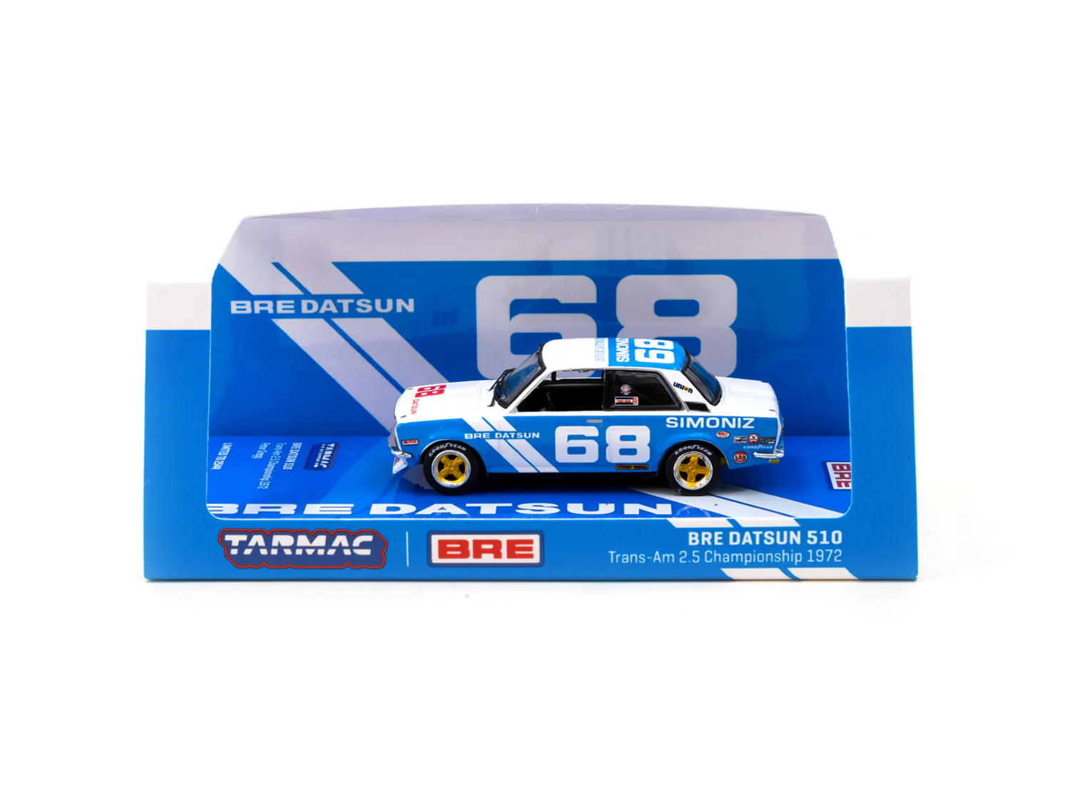 TARMAC WORKS HOBBY64 1/64 BRE Datsun 510 Trans-Am 2.5 Championship 1972 Peter Gregg with BRE metal oil can T64-052-BRE68 - Image 2