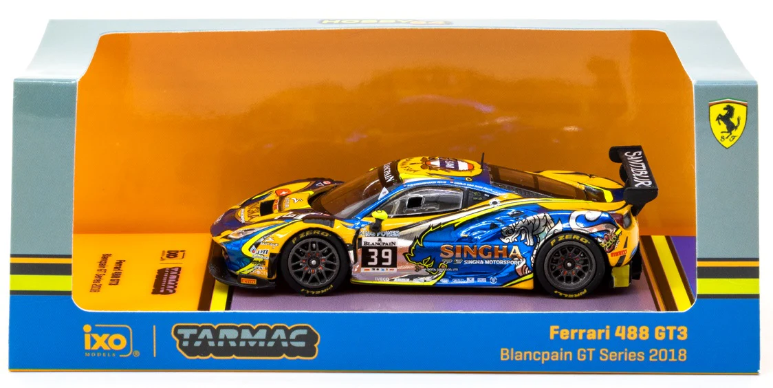 TARMAC WORKS HOBBY64 1/64 Ferrari 488 GT3 Blancpain GT Series 2018 #39 Special Edition T64-072-188GT39 - Image 3