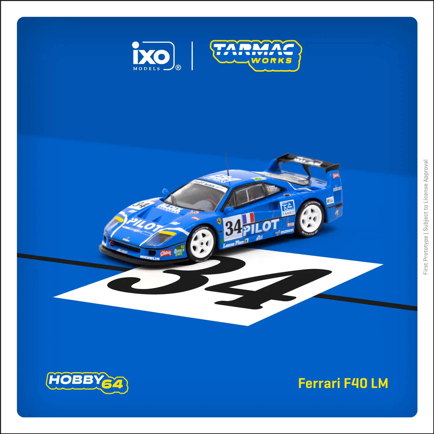 TARMAC WORKS HOBBY64 1/64 Ferrari F40 LM 24h of Le Mans 1995 M. Ferté / O. Thévenin / C. Palau T64-075-95LM34 - Image 4