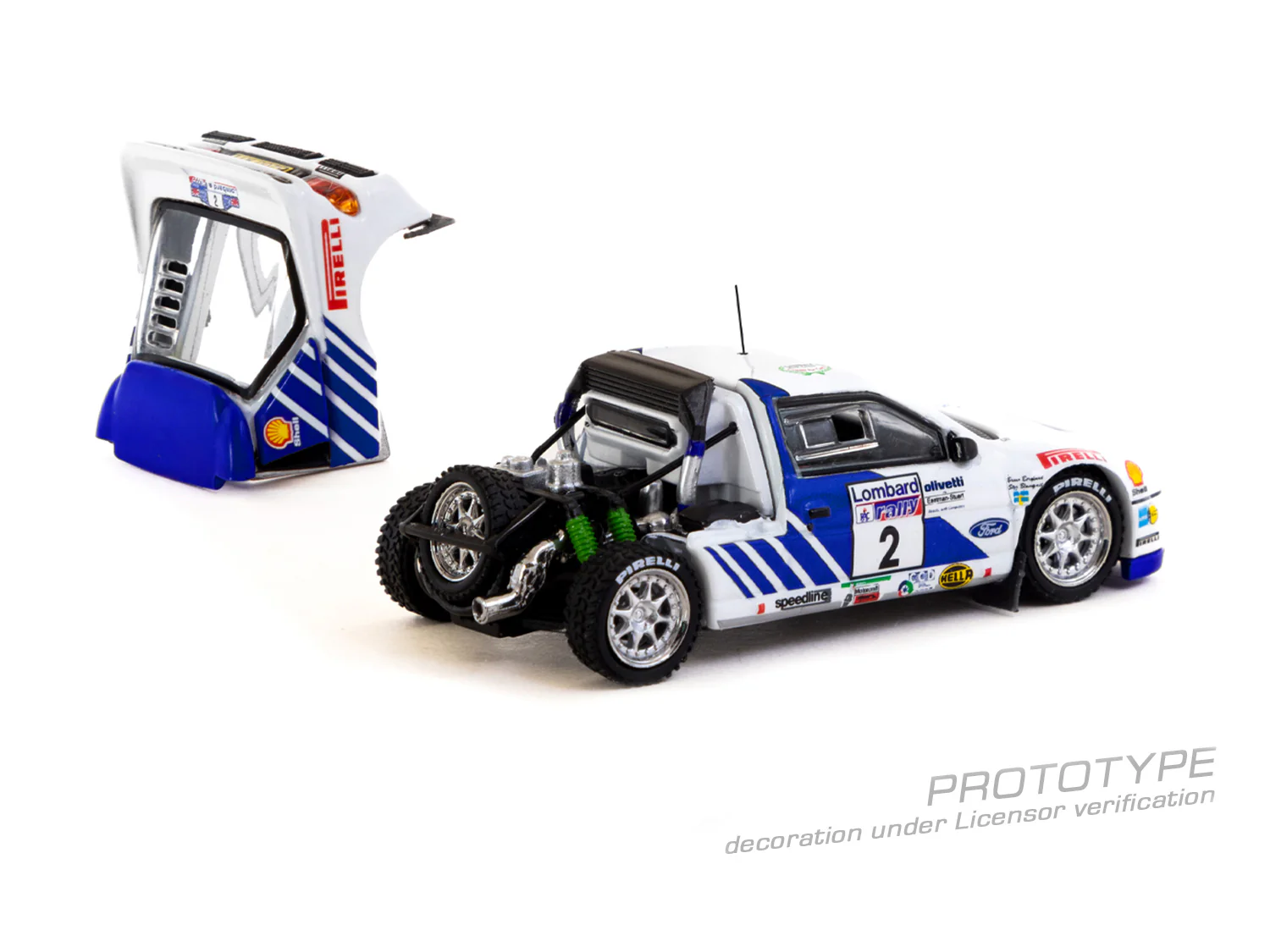 TARMAC WORKS HOBBY64+ 1/64 Ford RS200 Lombard RAC Rally 1986 Stig Blomqvist / Bruno Berglund T64P-001-86RAC02 - Image 2
