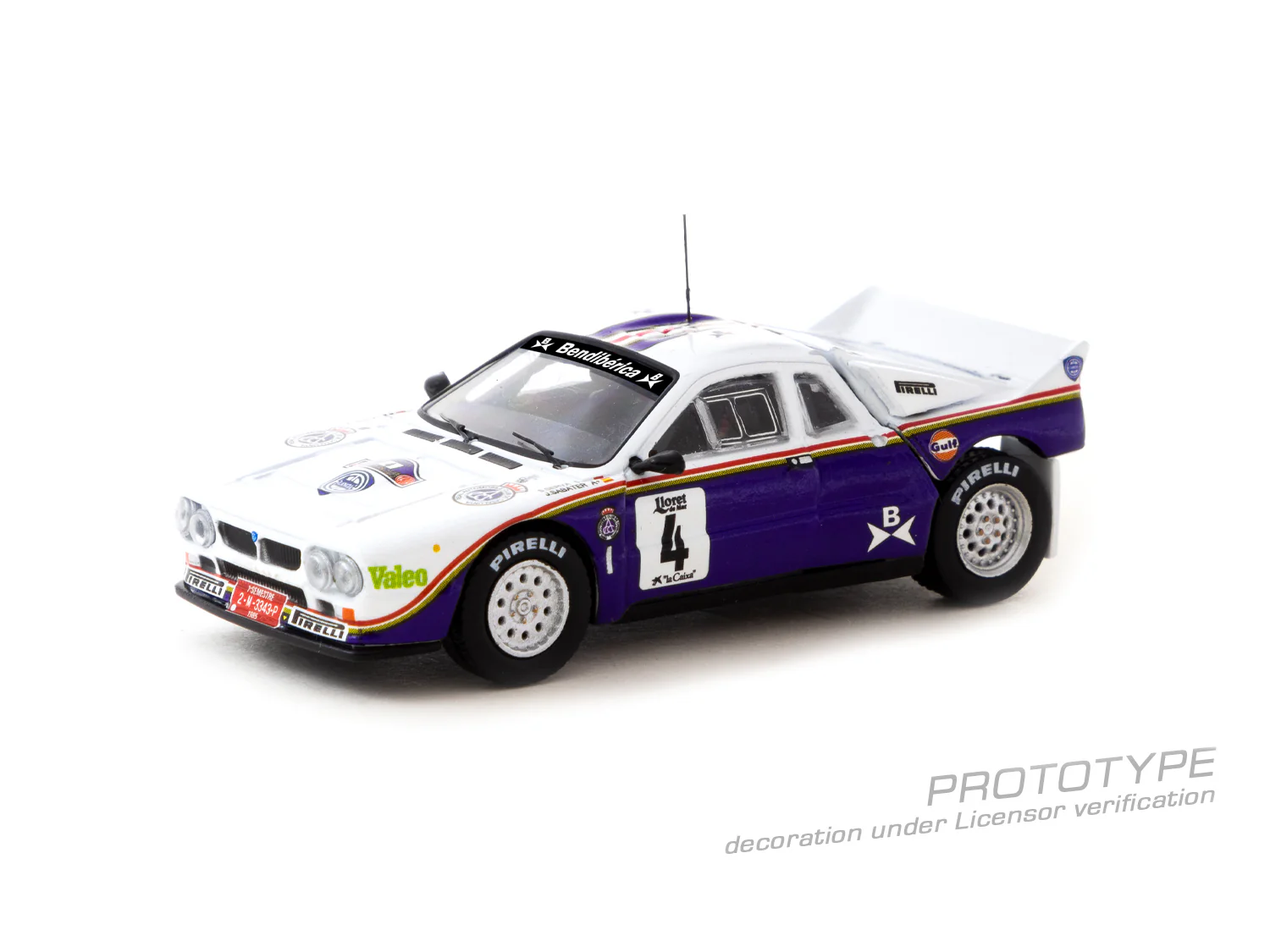 TARMAC WORKS HOBBY64+ 1/64 Lancia 037 Rally Rally Costa Brava 1985 S. Servià / J. Sabater with opening rear bonnet and painted engine T64P-TL002-85RCB04 - Image 2