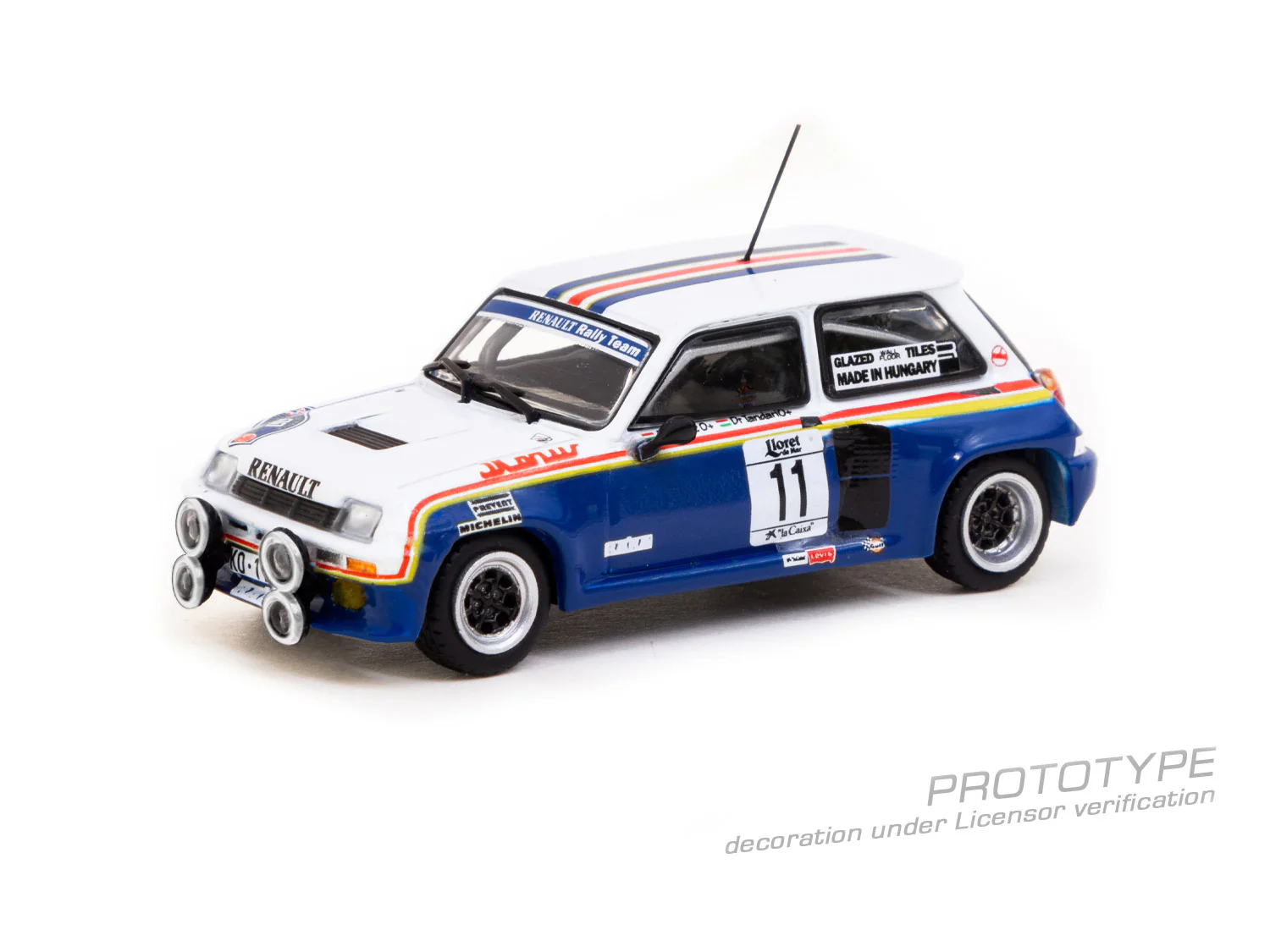 Tarmac Works HOBBY64 1/64 Renault 5 Turbo Rally Costa Brava 1985 Attila Ferjáncz / János Tandari T64-TL060-85RCB11 - Image 2