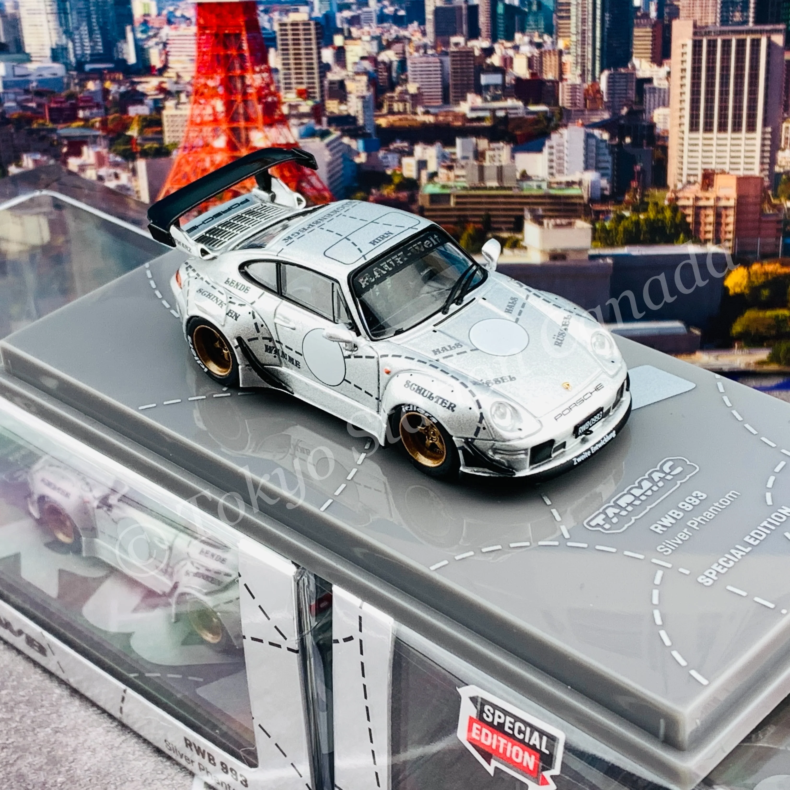 TARMAC WORKS HOBBY64 1/64 RWB 993 Silver Phantom Special Edition T64-017-JC - Image 5