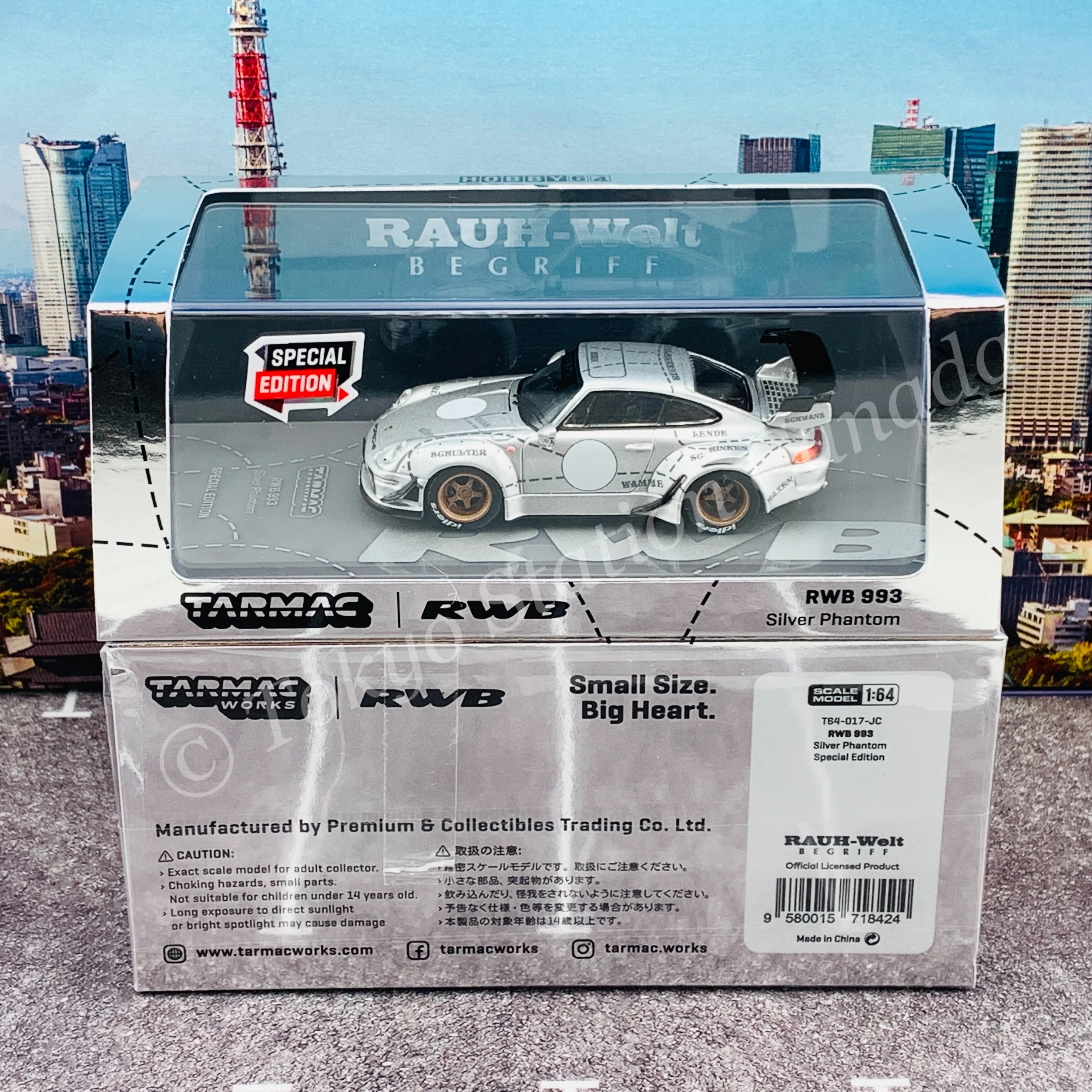 TARMAC WORKS HOBBY64 1/64 RWB 993 Silver Phantom Special Edition T64-017-JC - Image 7
