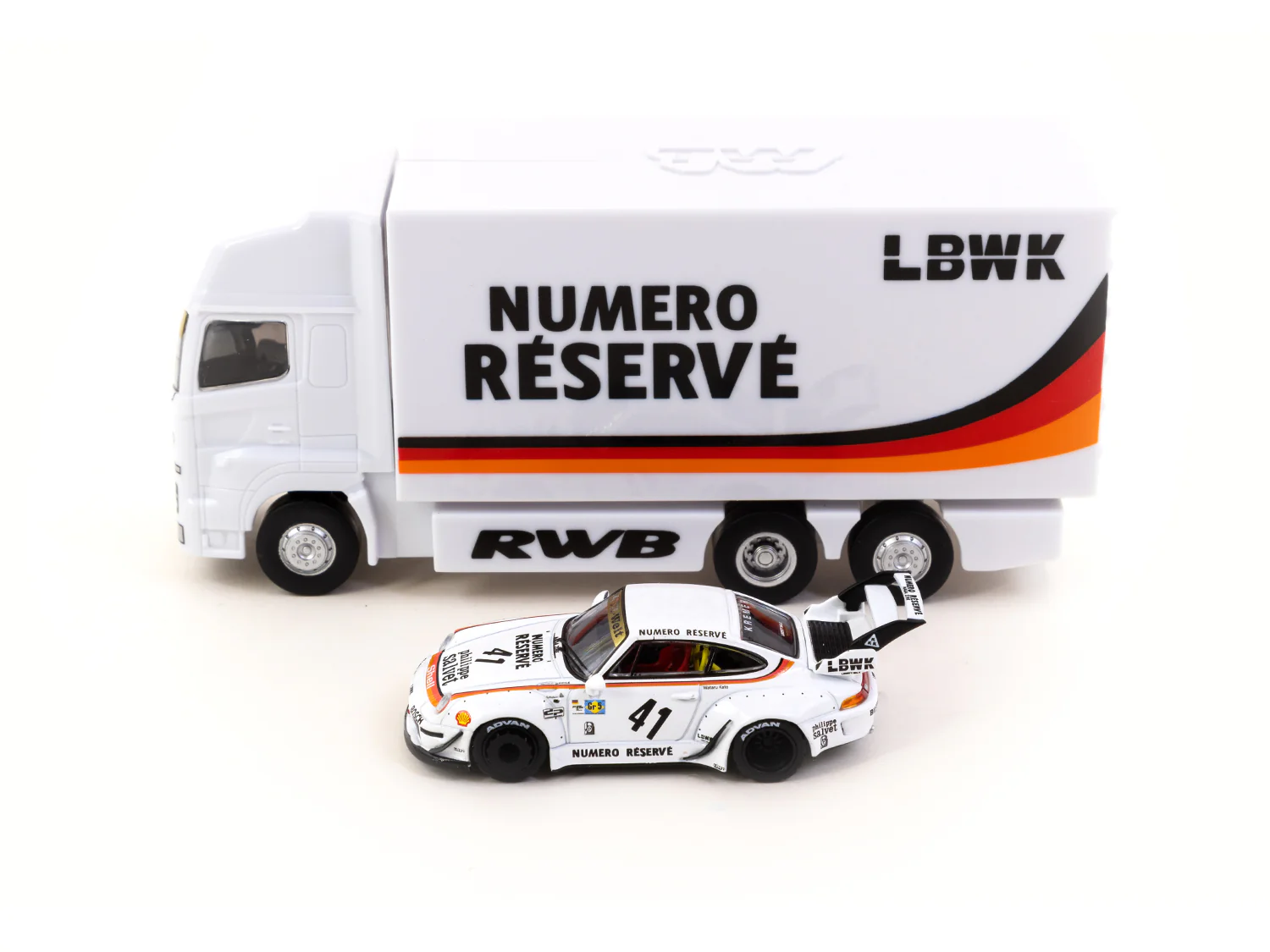 TARMAC WORKS HOBBY64 Tarmac Works 1/64 RWB 993 LBWK With Truck Packaging T64-017-LBWK - Image 2