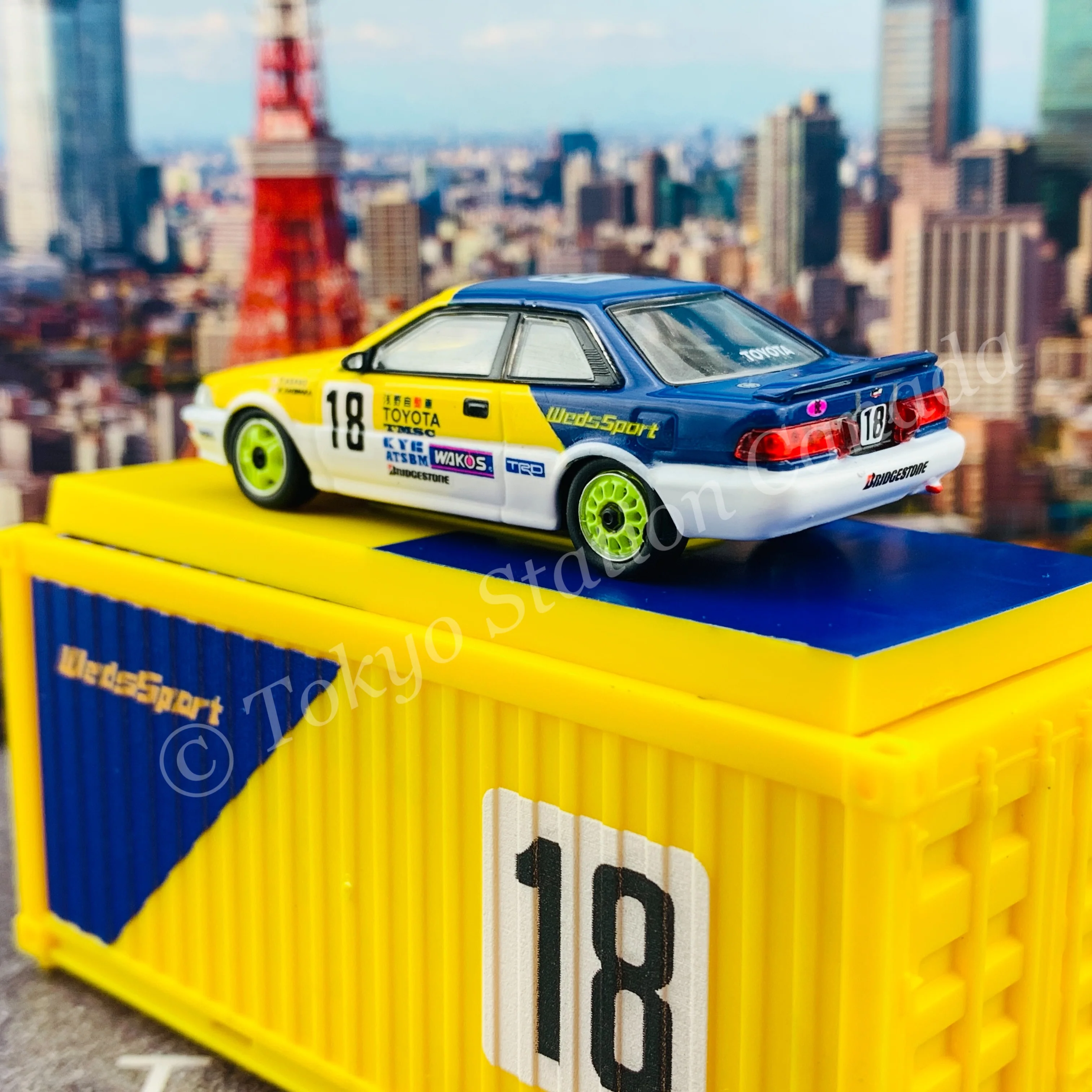 TARMAC WORKS HOBBY64 1/64 Toyota Corolla Levin AE92 JTCC 1993 浅野武夫/萩原誠 With Container *Limited to 1248pcs* T64-036-93JTC18 - Image 4