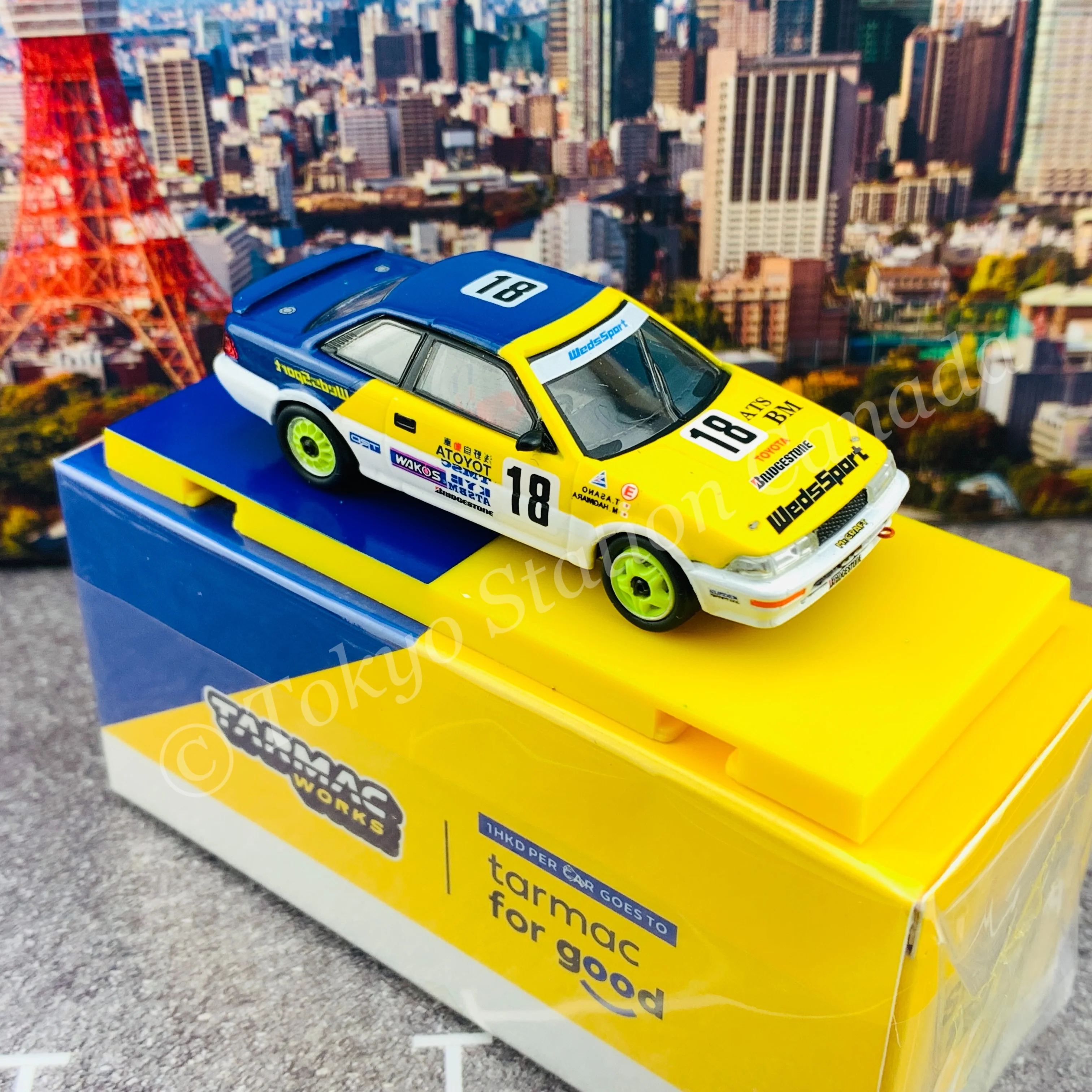 TARMAC WORKS HOBBY64 1/64 Toyota Corolla Levin AE92 JTCC 1993 浅野武夫/萩原誠 With Container *Limited to 1248pcs* T64-036-93JTC18 - Image 5