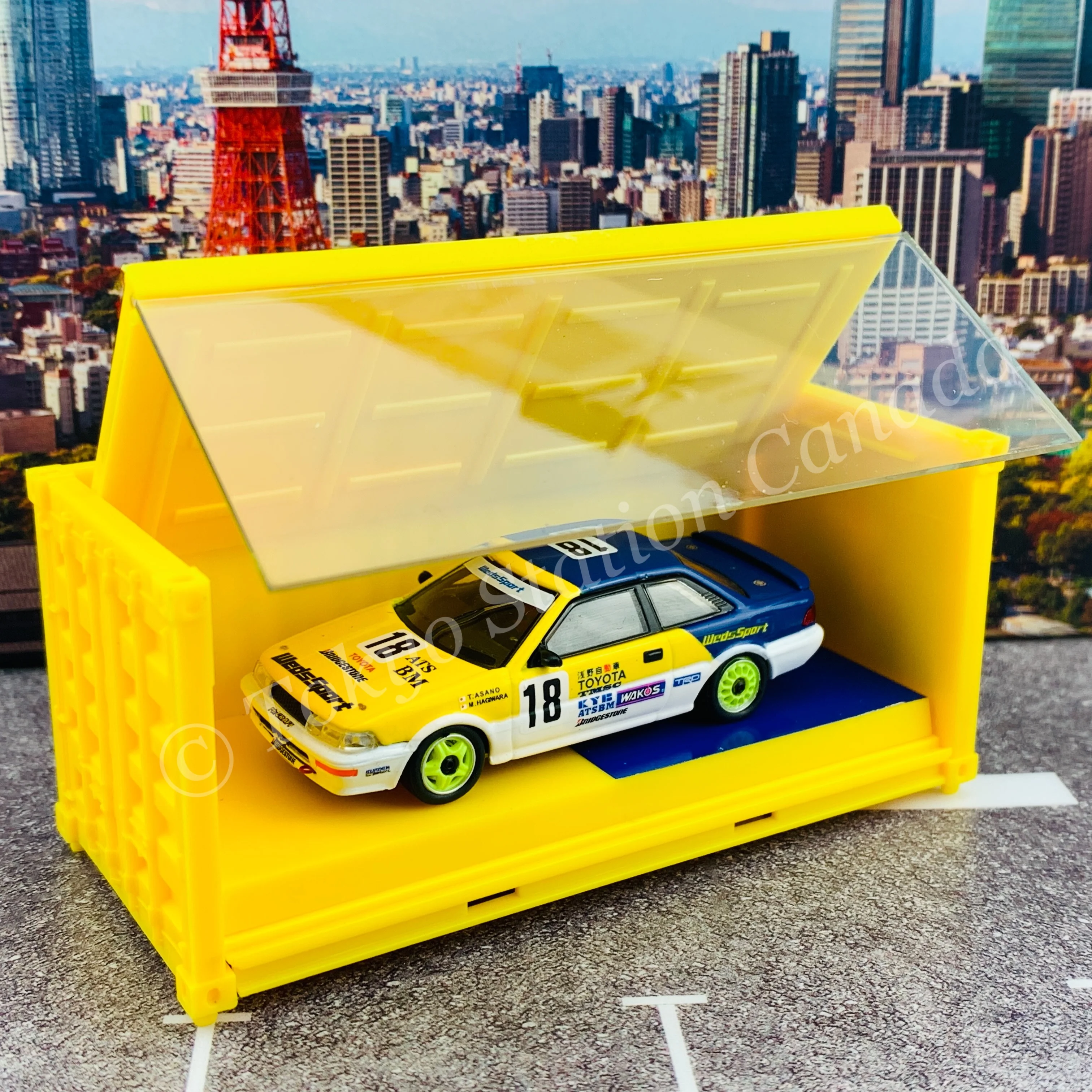 TARMAC WORKS HOBBY64 1/64 Toyota Corolla Levin AE92 JTCC 1993 浅野武夫/萩原誠 With Container *Limited to 1248pcs* T64-036-93JTC18 - Image 6