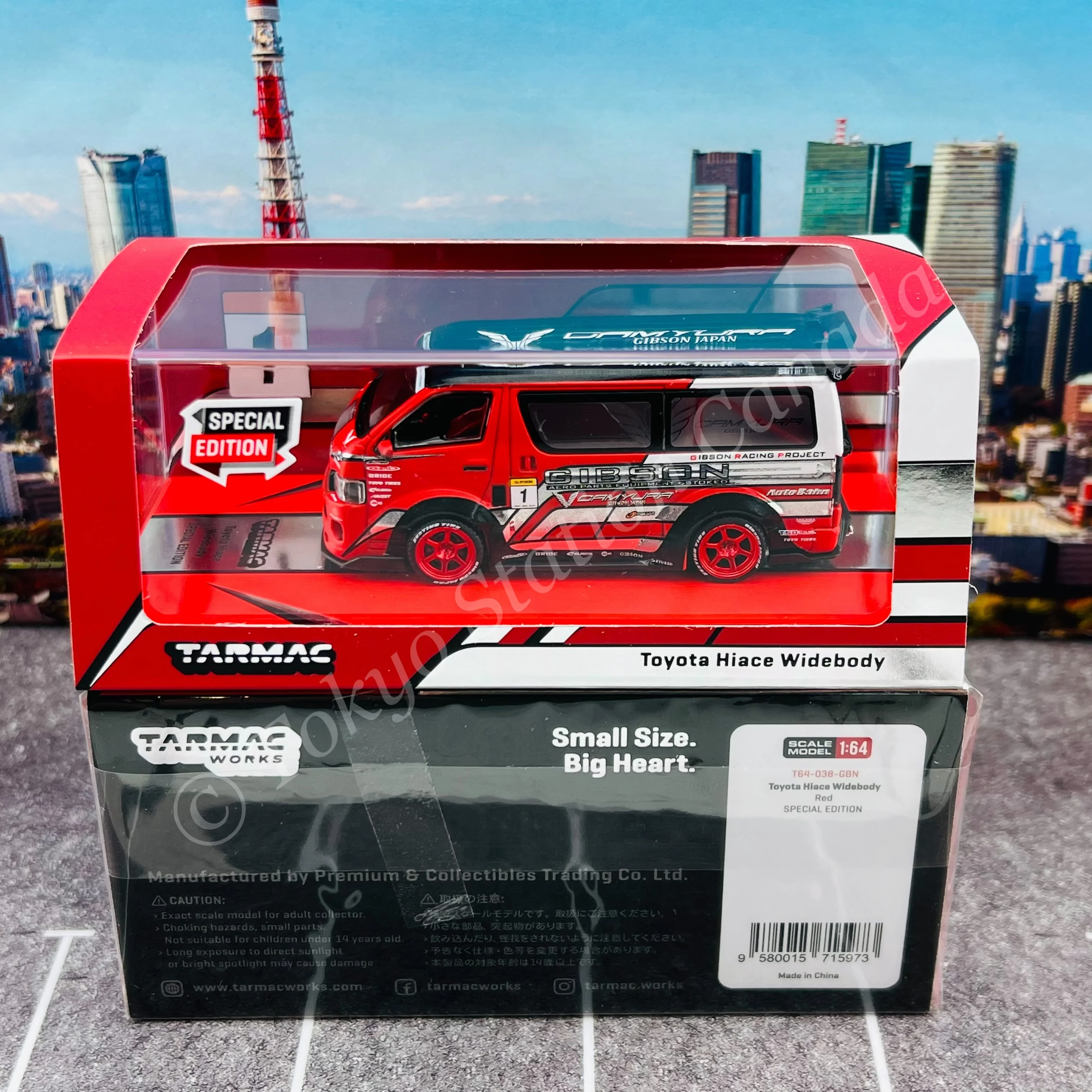 TARMAC WORKS HOBBY64 Toyota Hiace Widebody Red T64-038-GBN "2021 HK Toycar Salon Edition" - Image 7
