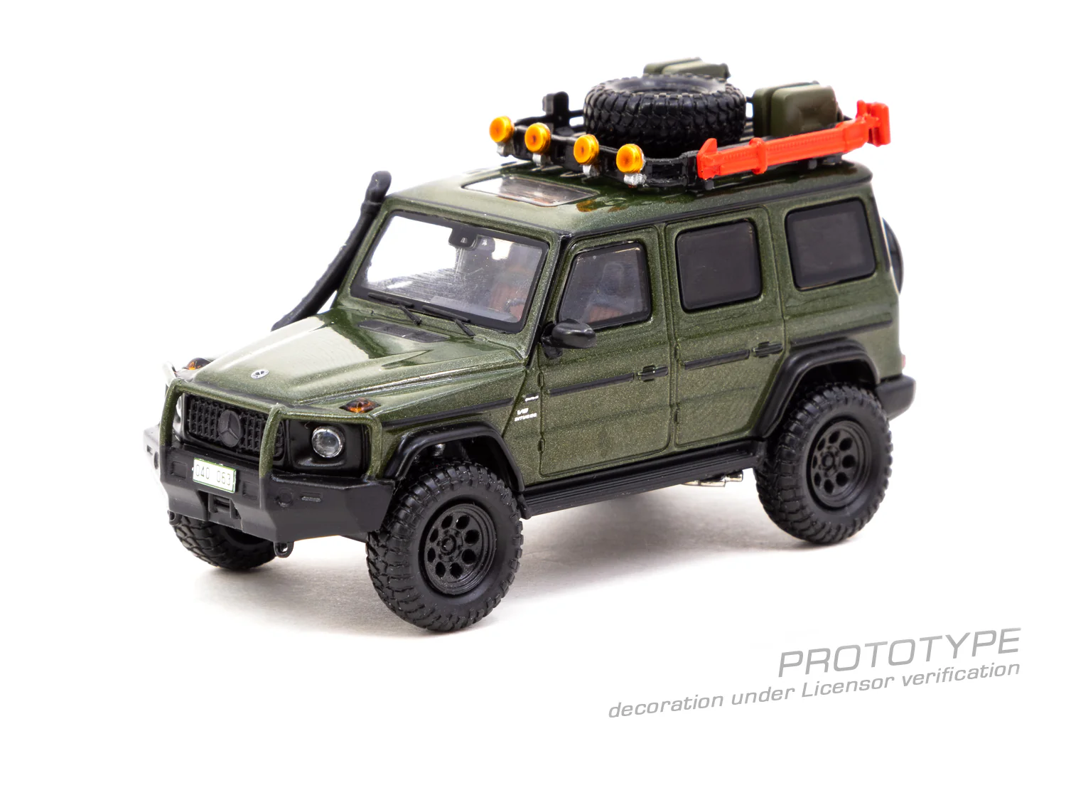 TARMAC WORKS ROAD64 1/64 Mercedes-AMG G63 Dark Green with off-road roof rack T64R-040-GN - Image 5