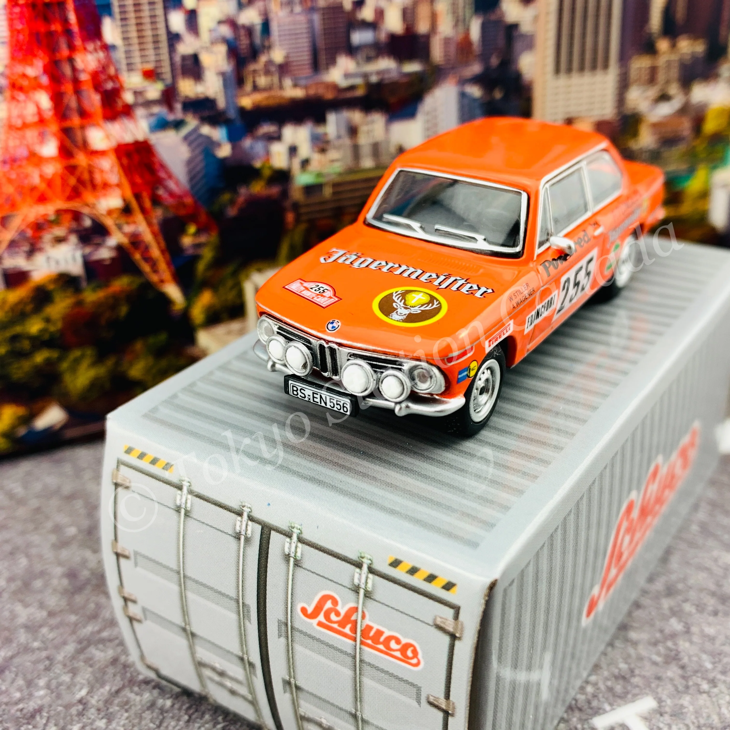 Tarmac Works x Schuco 1/64 BMW 2002 Jagermeister Rally Monte Carlo 1973 T64S-007-JAG - Image 4