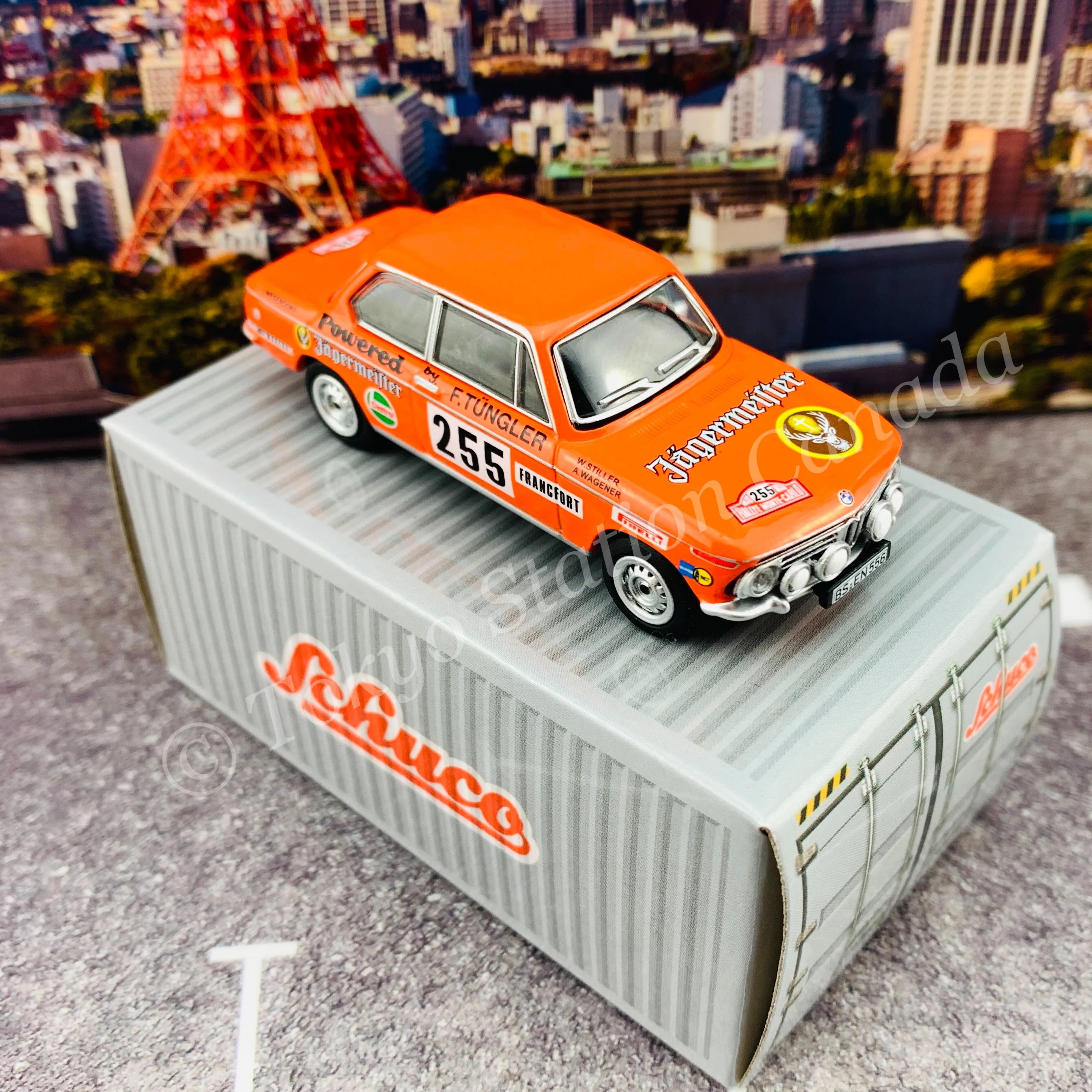 Tarmac Works x Schuco 1/64 BMW 2002 Jagermeister Rally Monte Carlo 1973 T64S-007-JAG - Image 6