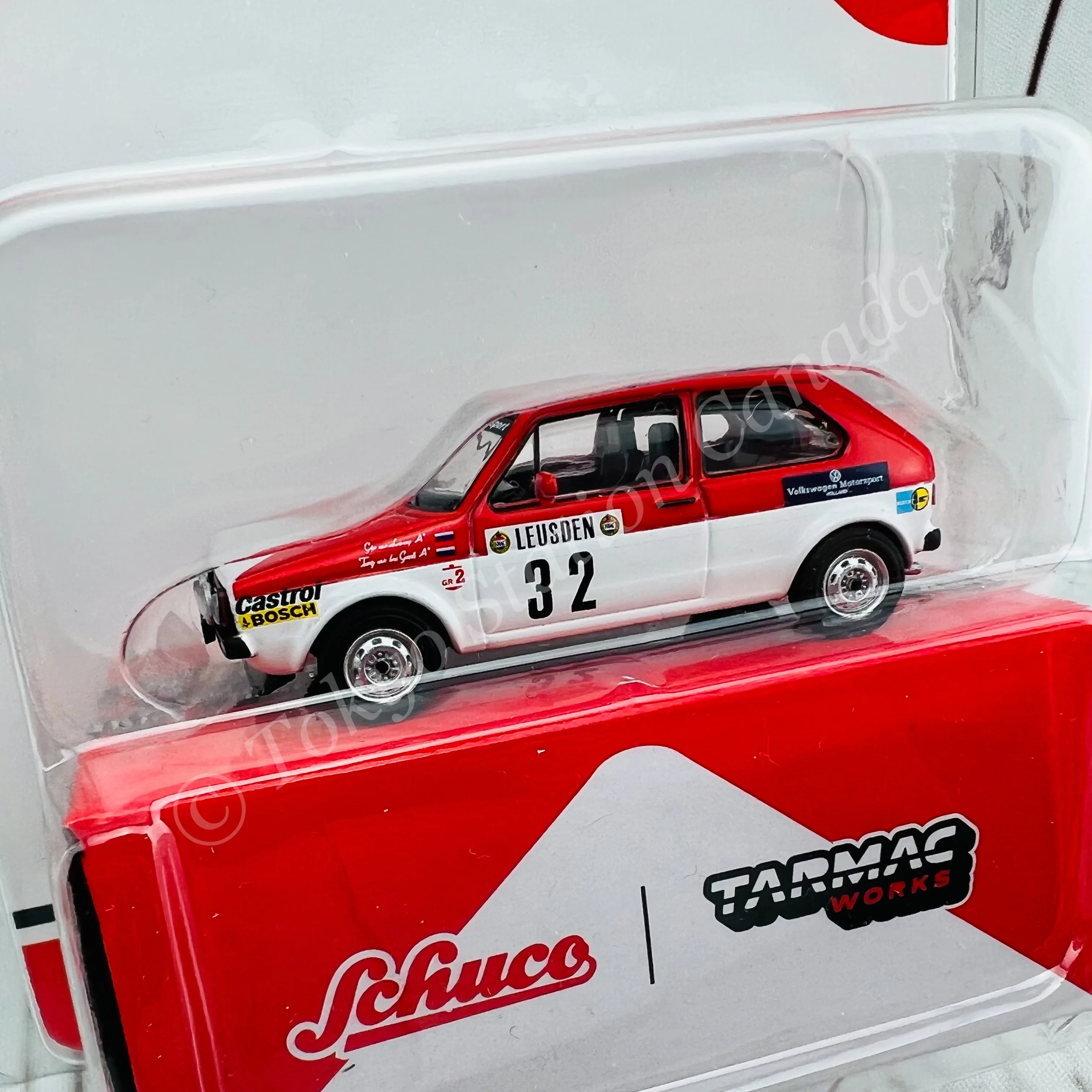 Tarmac Works x Schuco 1/64 Volkswagen Golf I GTI  Rally Monte Carlo 1983 Decal included T64S-008-MAR - Image 2