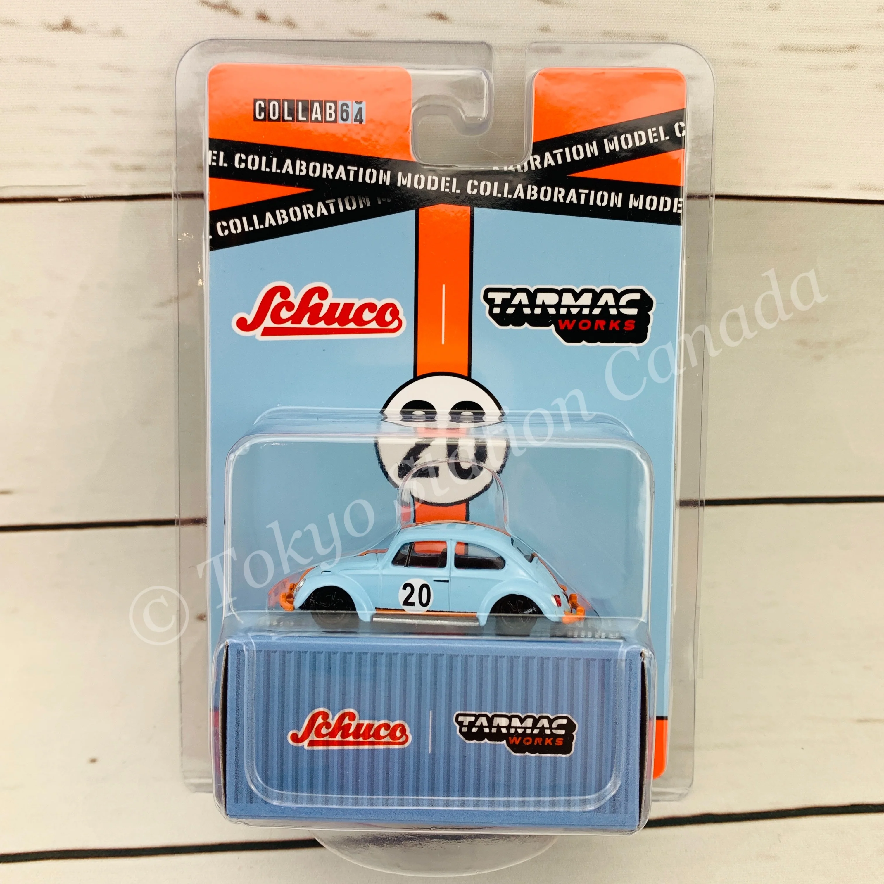 Tarmac Works x Schuco COLLAB64 1/64 Volkswagen Beetle  Blue/Orange Low Ride Height T64S-006-GF - Image 2