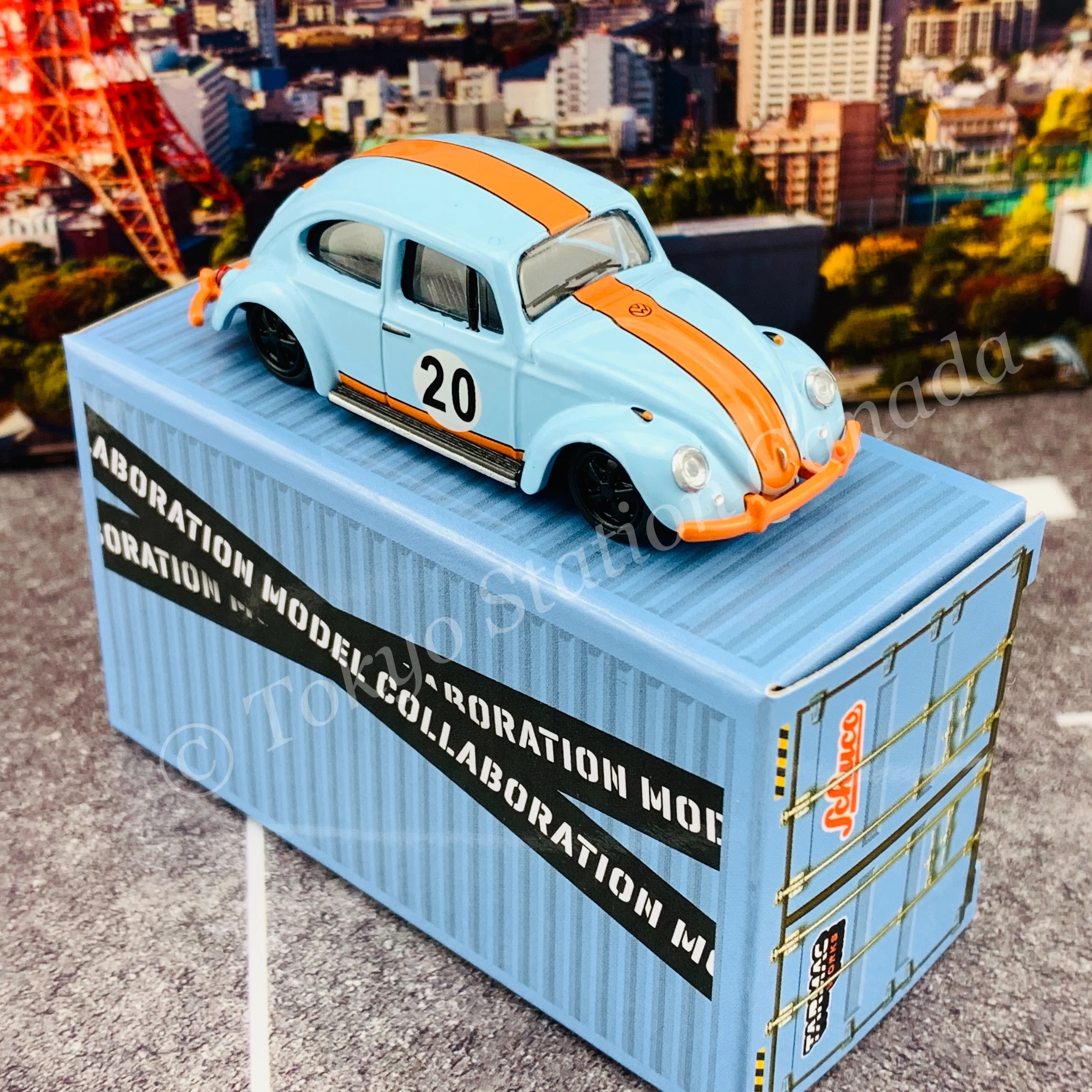 Tarmac Works x Schuco COLLAB64 1/64 Volkswagen Beetle  Blue/Orange Low Ride Height T64S-006-GF - Image 6