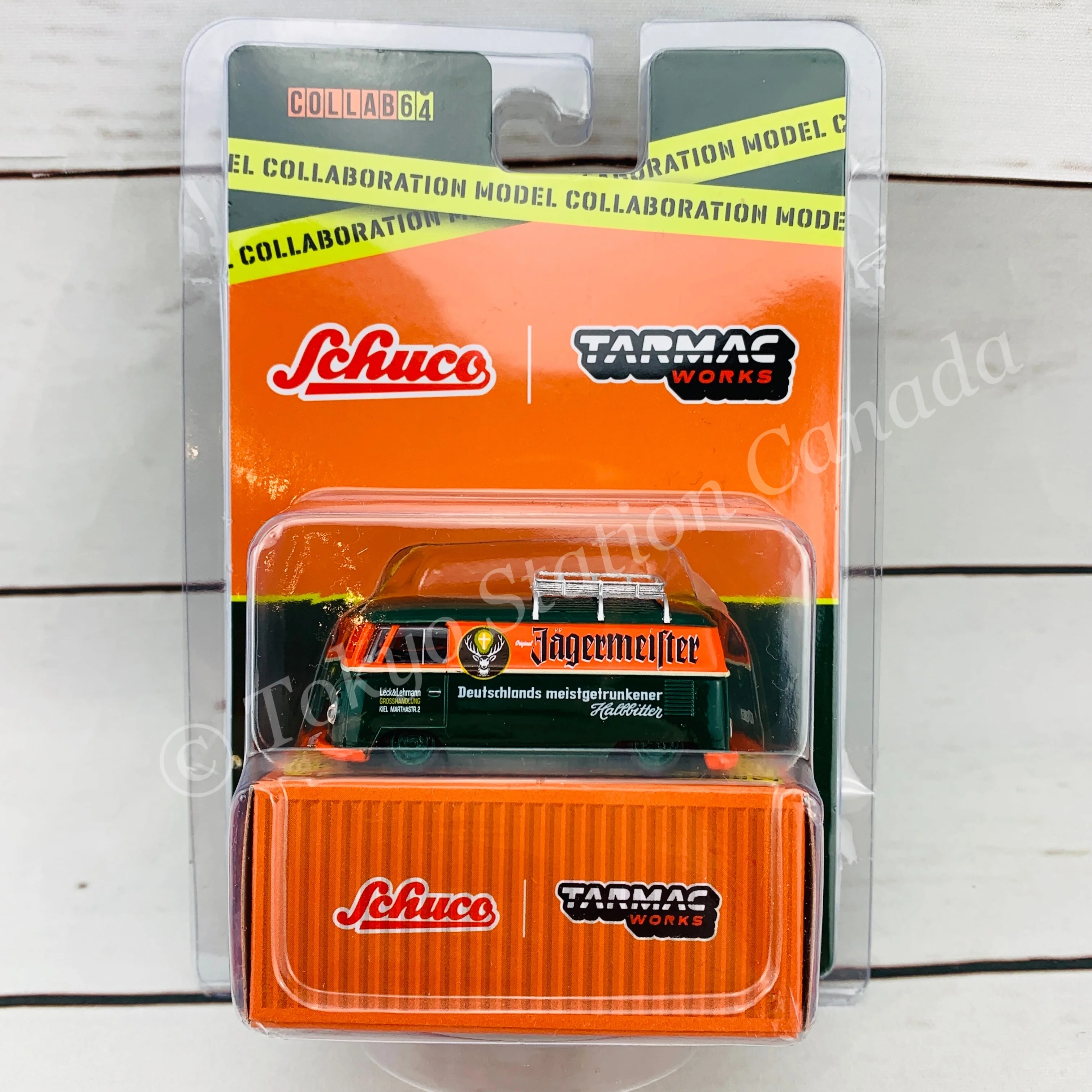 Tarmac Works x Schuco COLLAB64 1/64 Volkswagen T1 Panel Van Jagermeister Low Ride Height with Roof Rack T64S-005-JAG - Image 2