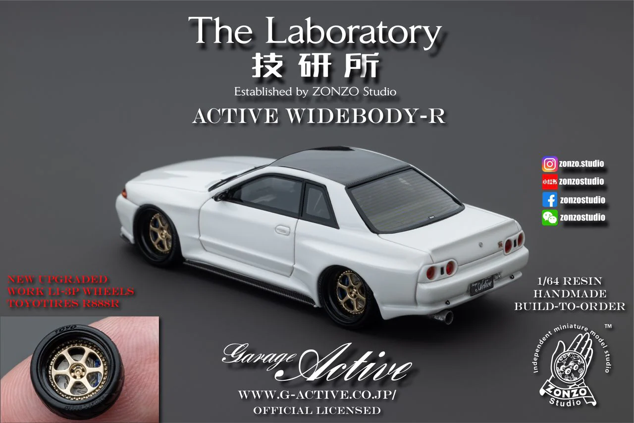 The Laboratory 1/64  RESIN Active Widebody-R R32 (Garage Active) - Pearl White - Image 2