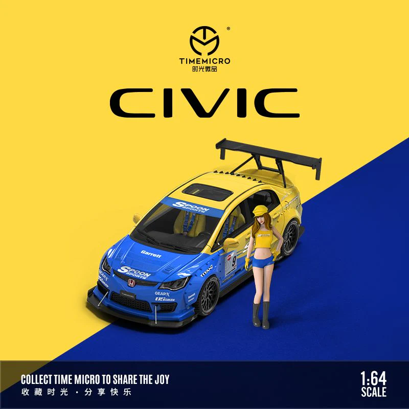 PREORDER TIME MICRO 1/64 Honda Civic Modified Spoon with Figurine TM645702-1 (Approx. Release Date: October 2023 and subject to the manufacturer's final decision) - Image 3