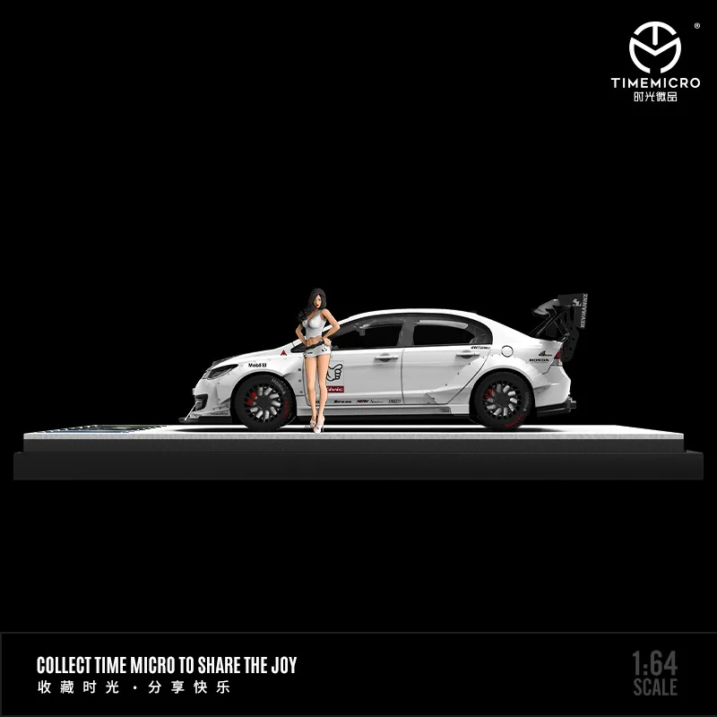 TIME MICRO 1/64 Honda Civic Modified WHITE with Figurine - Image 2