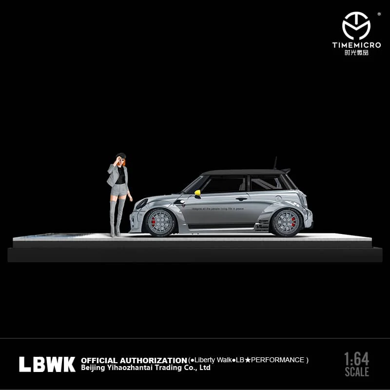 TIME MICRO 1/64 Mini Cooper R56 LB Silver with Figurine - Image 2
