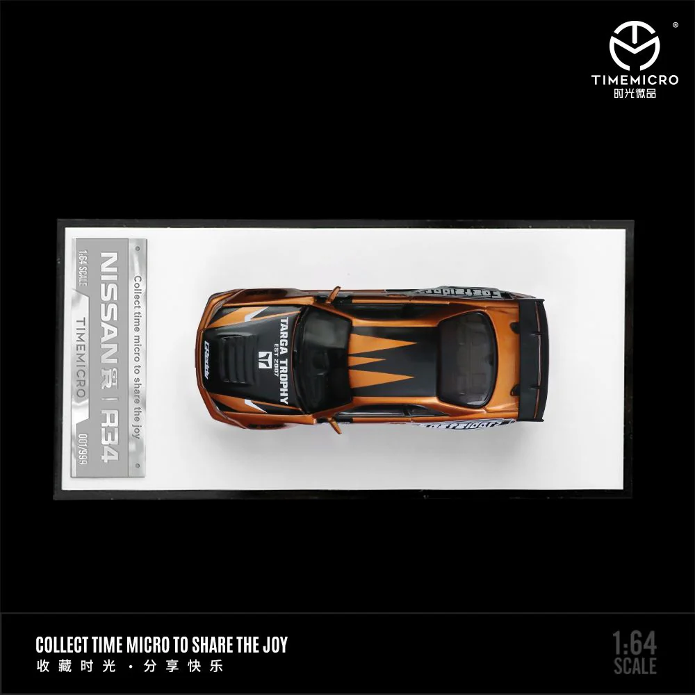 TIME MICRO 1/64 Need For Speed GT-R R34 Gold / Orange with Figurine TM643424-1 - Image 3