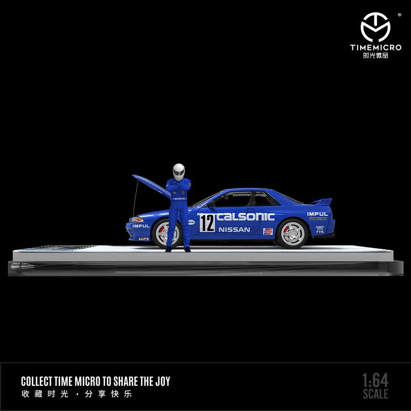 TIME MICRO 1/64 Nissan GTR R32 Calsonic Blue with Figurine - Image 2
