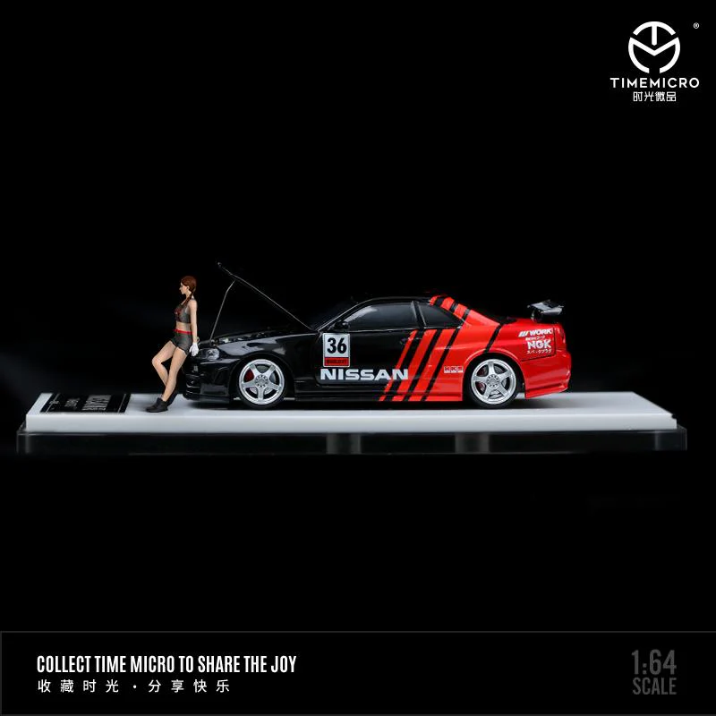 TIME MICRO 1/64 Nissan GTR34 Advan #36 with Figurine - Image 2