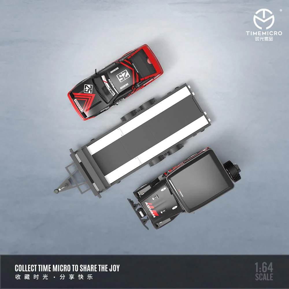 TIME MICRO 1/64 Toyota FJ40 and AE86 ADVAN Trailer Set TM645203-T - Image 3