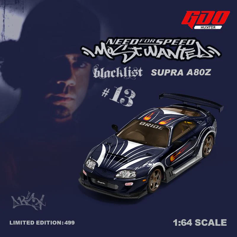 TIME MICRO x GDO Hunter 1/64 SUPRA A80Z NFS Black list #13 VIC Navy Blue GDO644420 - Image 3