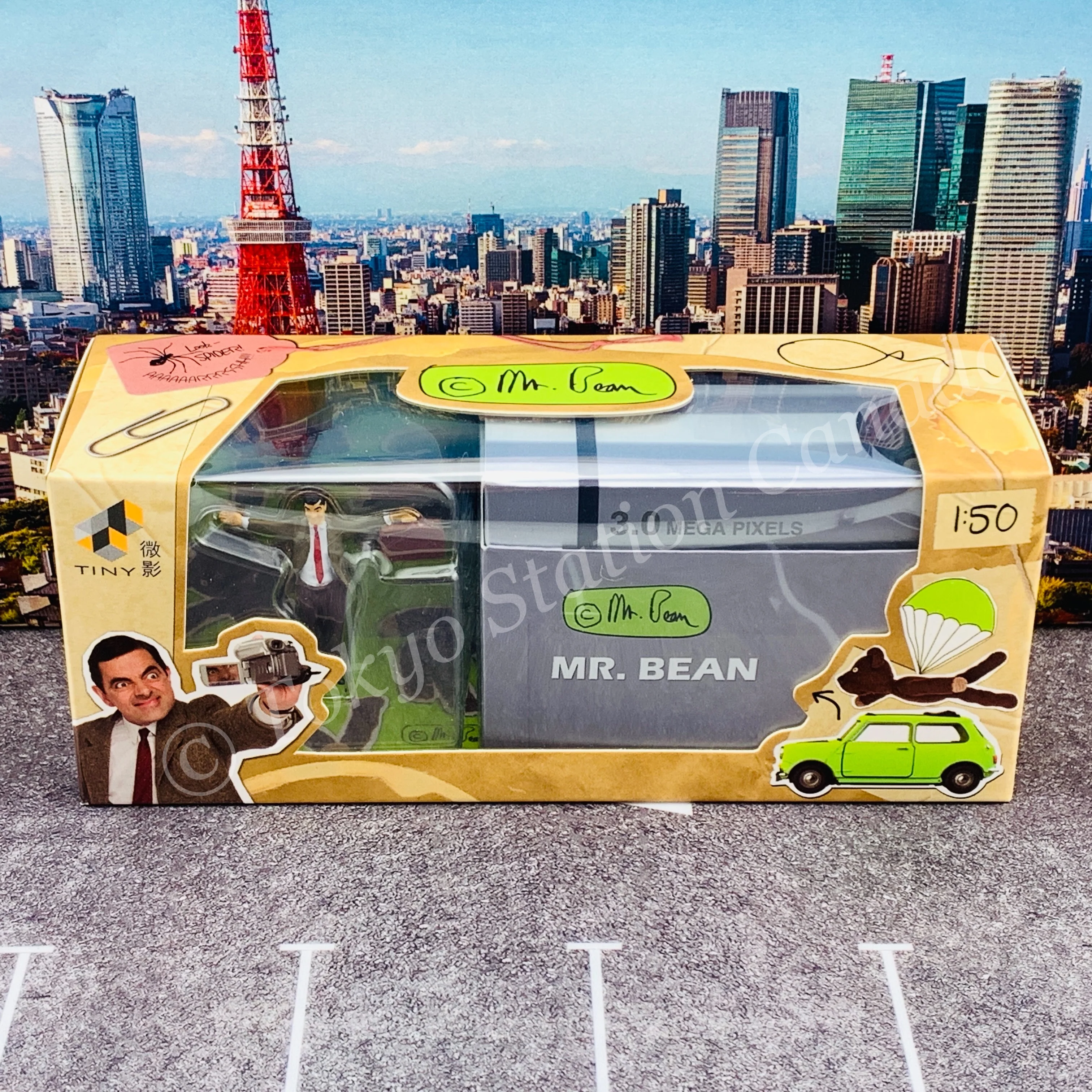 TINY 微影 Mr Bean's MINI Set ( Sunroof open Mini cooper + Mr Bean's Figure with suitcase) LHD ATBS018 - Image 2
