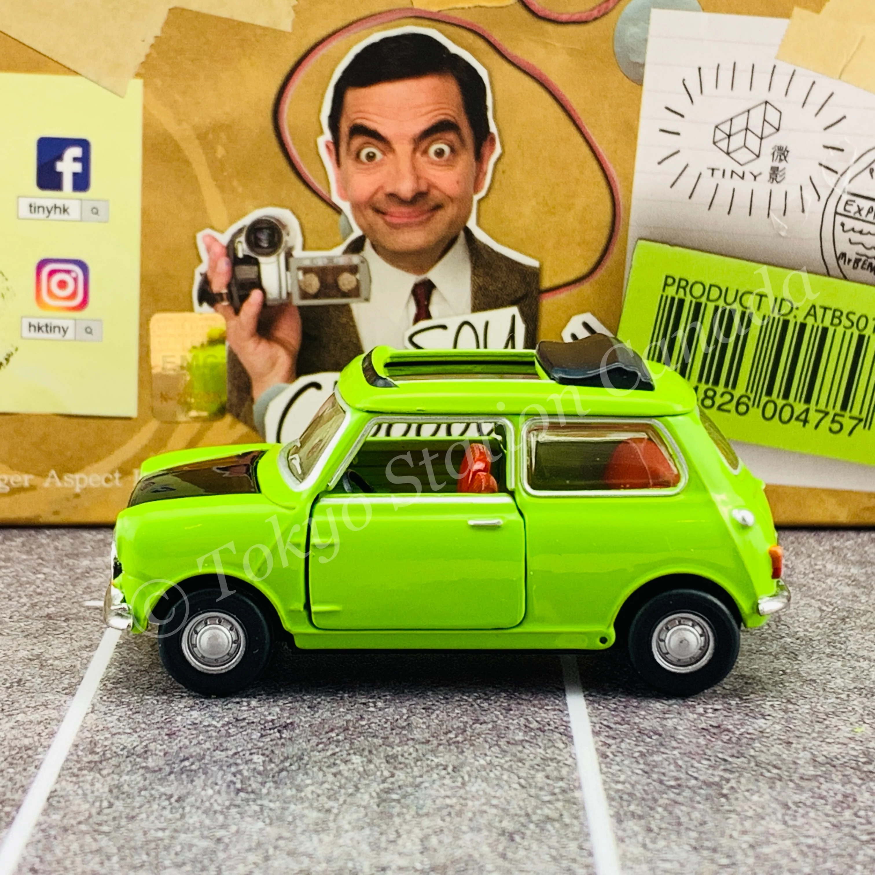 TINY 微影 Mr Bean's MINI Set ( Sunroof open Mini cooper + Mr Bean's Figure with suitcase) LHD ATBS018 - Image 6
