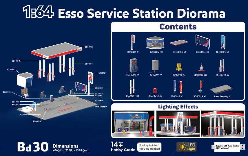 Tiny City 1/64 ESSO Petrol Diorama Bd30 (ATS64047) - Image 2