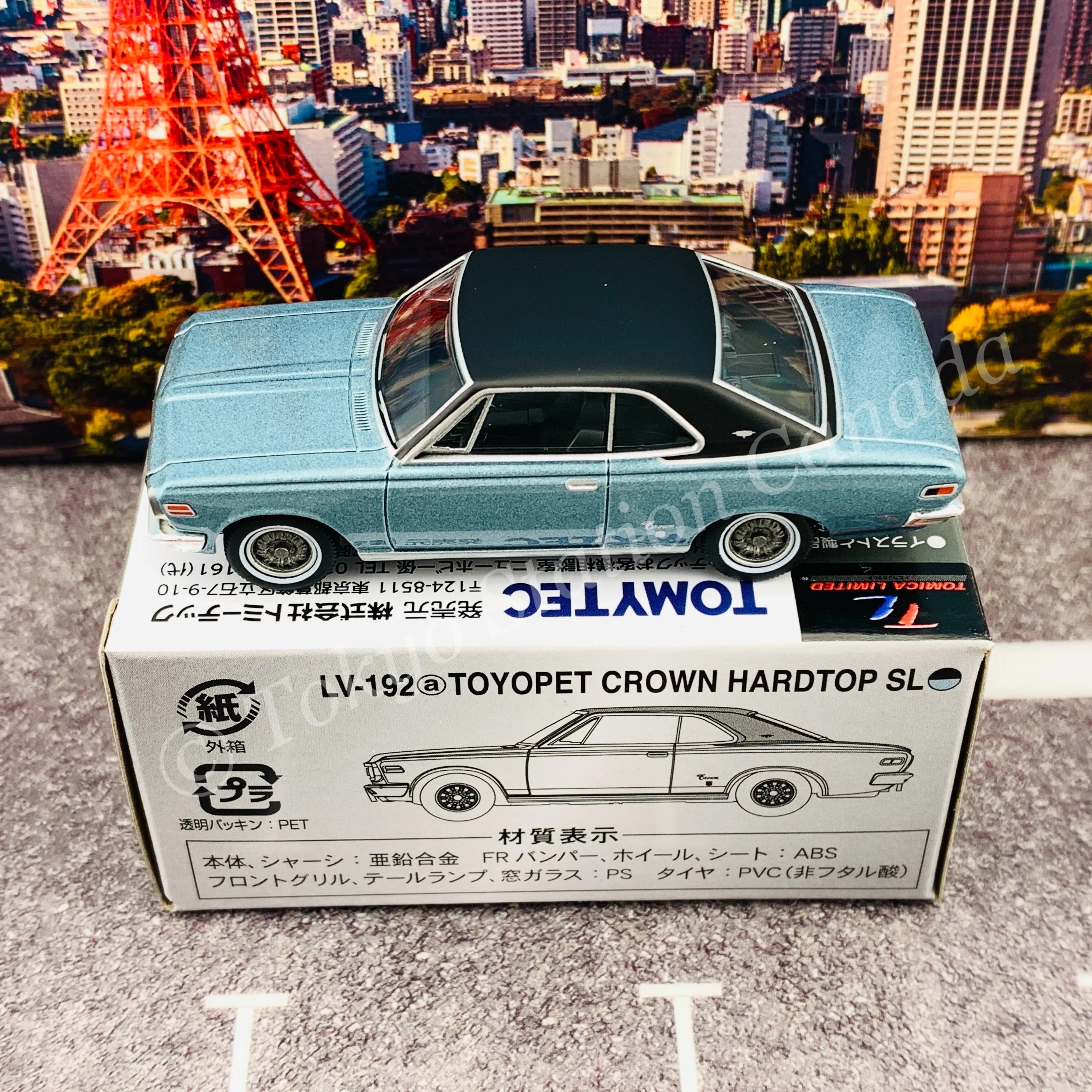 Tomytec Limited Vintage 1/64 Toyopet Crown Hardtop SL 70 Year (Blue / Black) LV-192a - Image 4