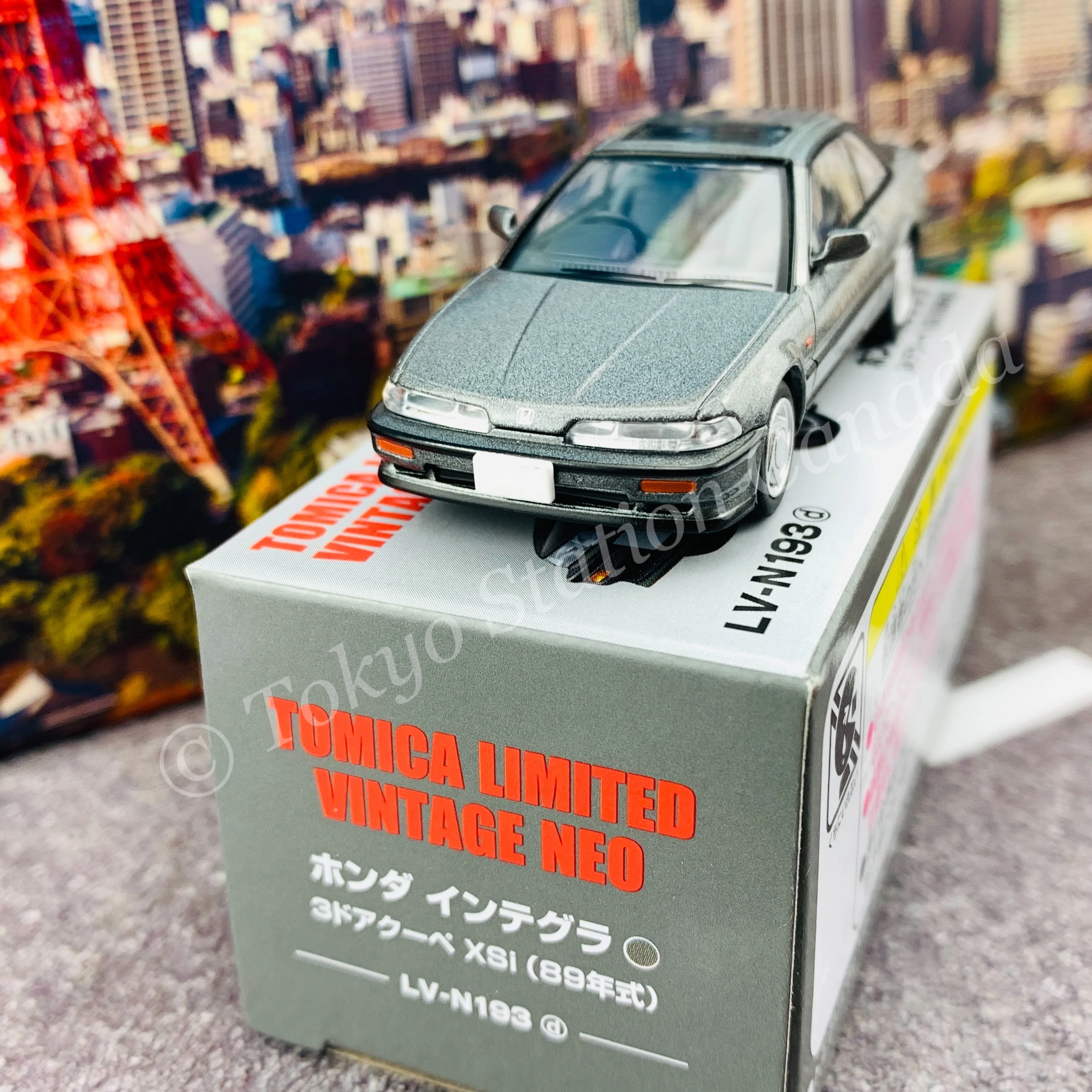 Tomytec Limited Vintage Neo 1/64 Honda Integra 3 Door Coupe XSi 1989 (Gray Metallic) LV-N193d - Image 2