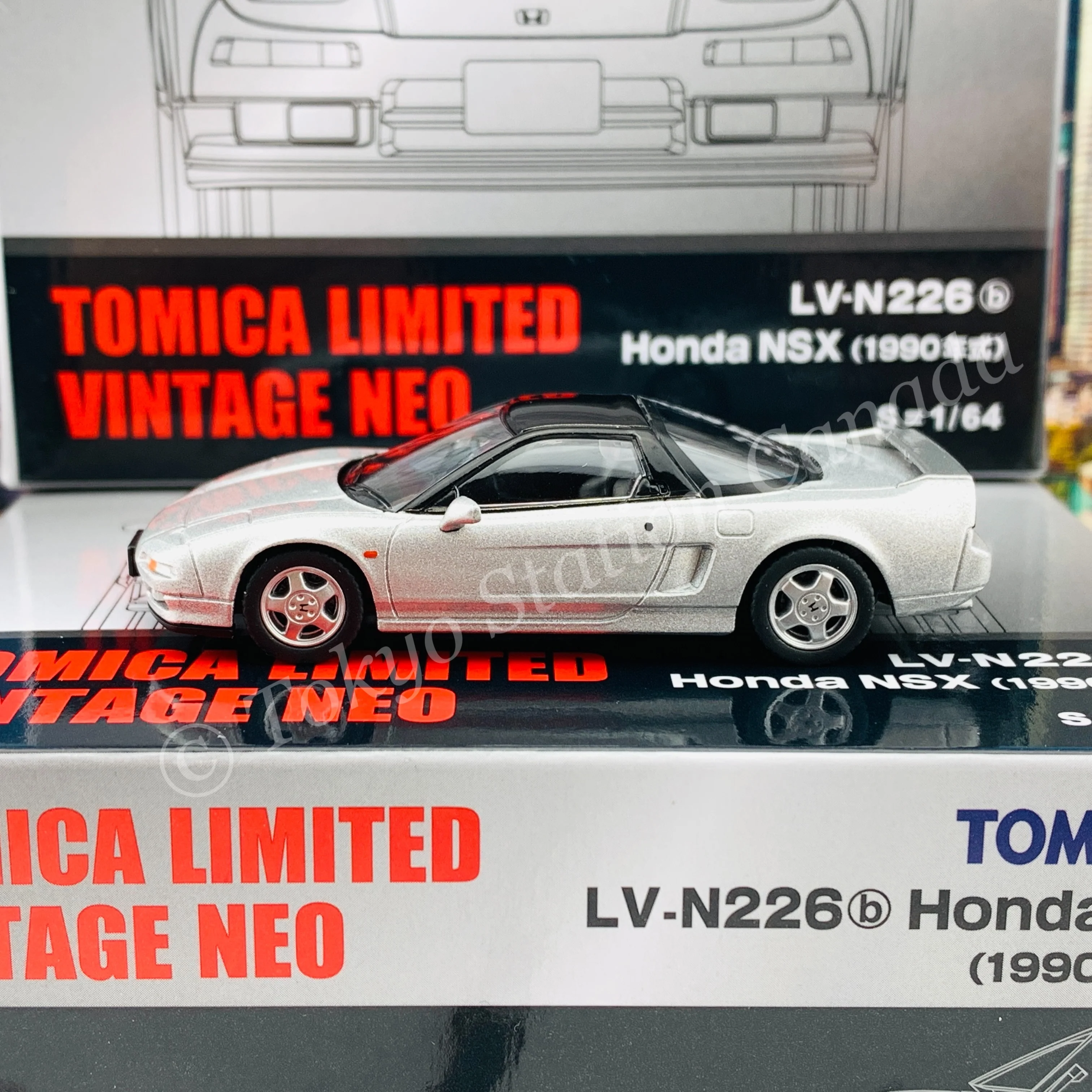 Tomytec Limited Vintage Neo 1/64 Honda NSX SILVER LV-N226b - Image 4