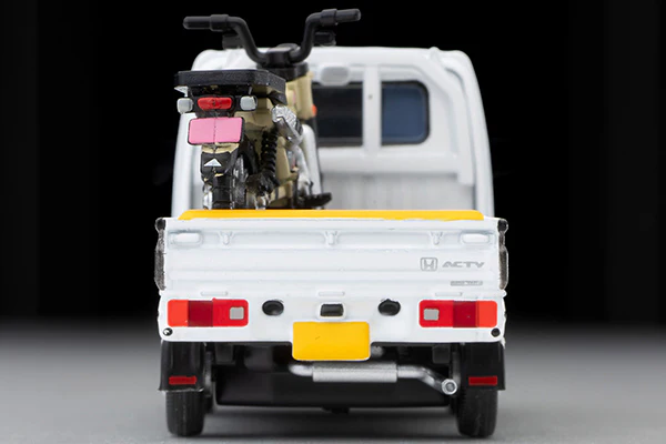 TOMYTEC TLVN 1/64 Honda Acty Truck Motorcycle Shop Specification (White) with Honda CT125 Hunter Cub) LV-N330a - Image 4
