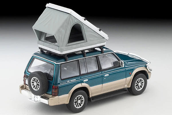 PREORDER TOMYTEC TLVN 1/64 Mitsubishi Pajero Mid Roof Wide VR with optional parts (green/beige) 1991 with tent and figure LV-N206c (Approx. Release Date : Feb 2025 subject to manufacturer's final decision) - Image 4