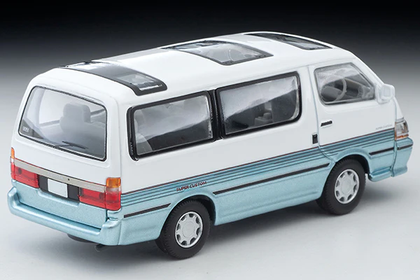 TOMYTEC TLVN 1/64 Toyota Hiace Wagon Super Custom (White / Light Blue) 1990 LV-N208d - Image 5