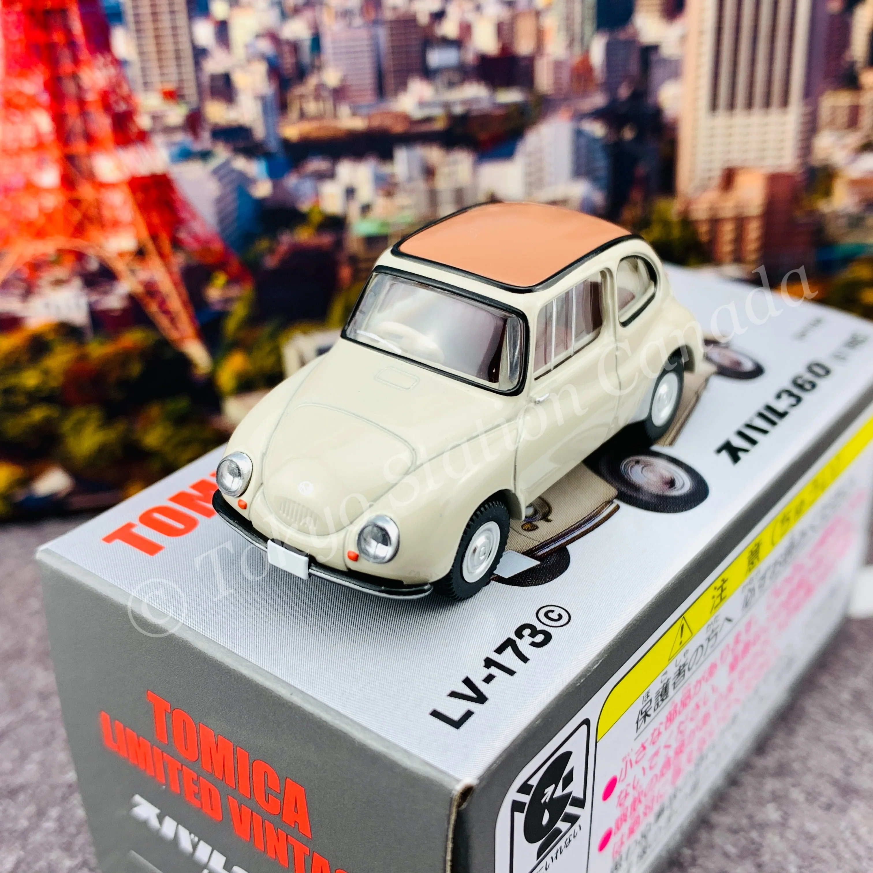 Tomytec Tomica Limited Vintage 1/64 Subaru 360 (beige) 1961 model LV-173c - Image 2