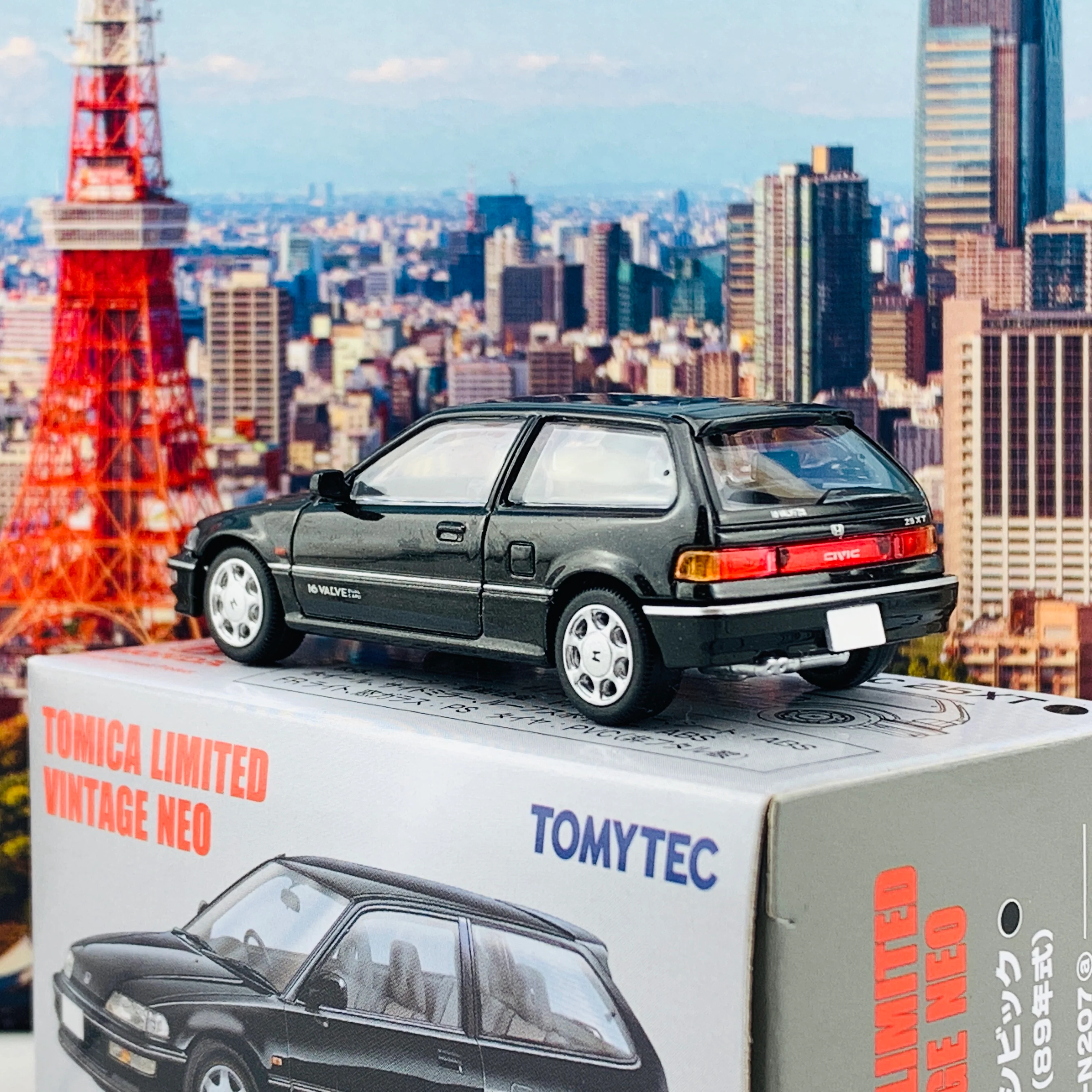 Tomytec Tomica Limited Vintage Neo 1/64 Honda Civic 25XT 1989 Black LV-N207a - Image 4